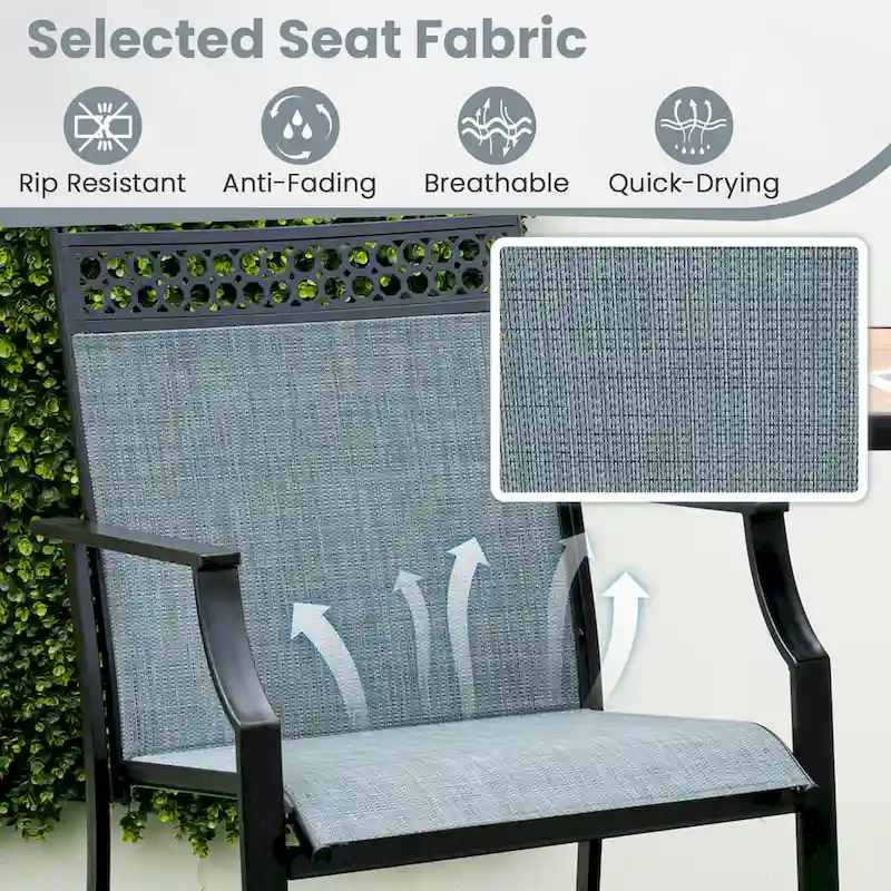 Metal Frame Counter Stools Set of 2 with Footrest and Backrest