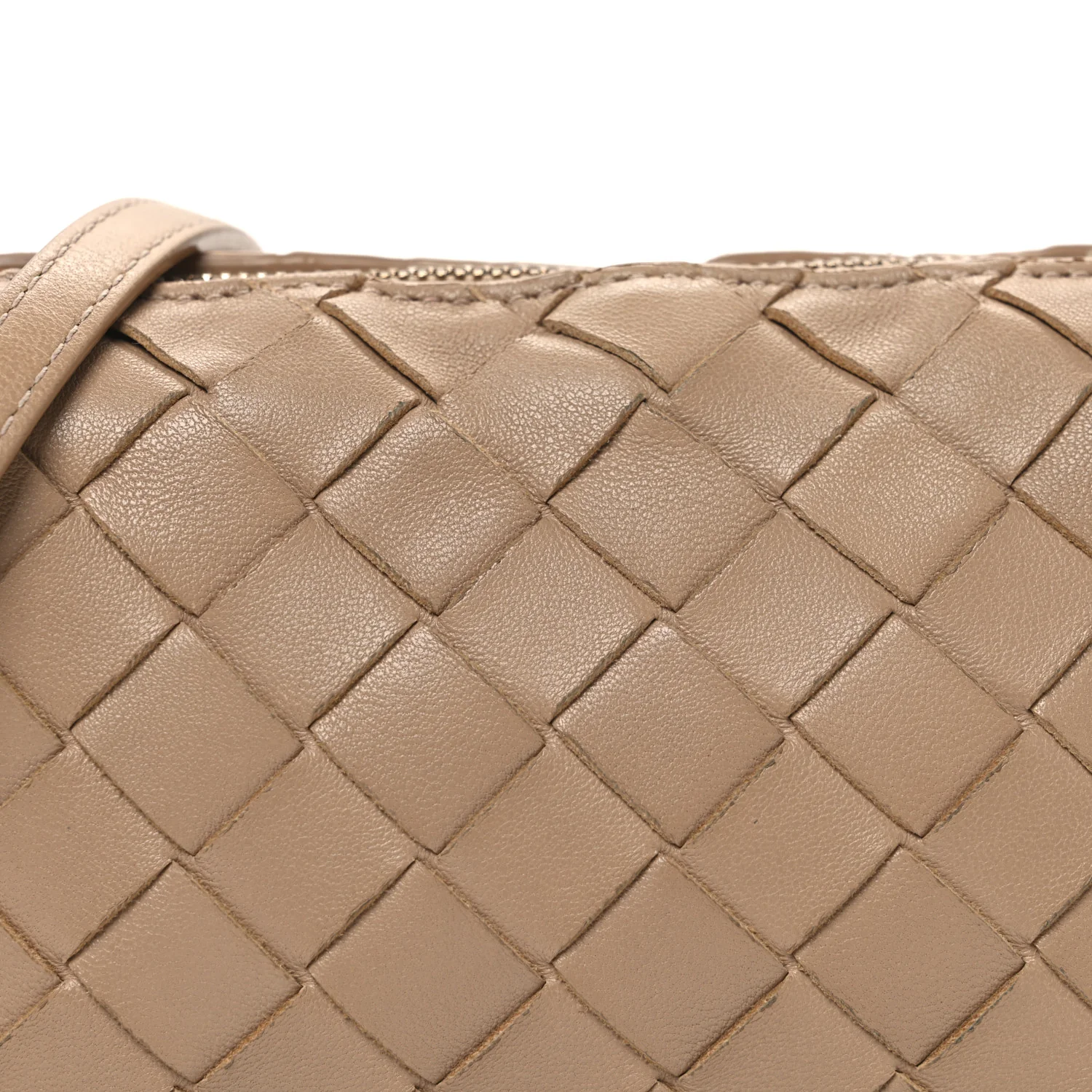 Nappa Intrecciato Nodini Mini Crossbody Almond