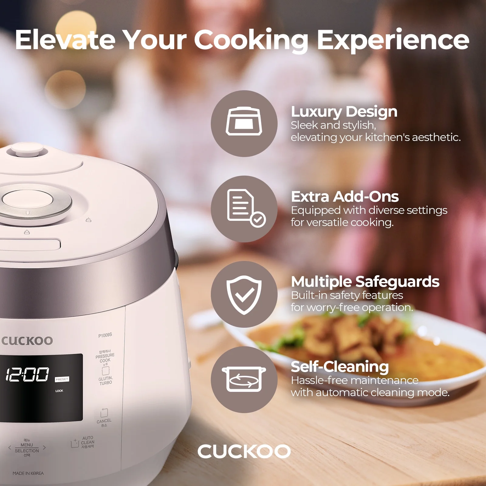Cuckoo CRP - P1009SW 10 - Cup (Uncooked) Heating Pressure Rice Cooker & Warmer with Nonstick Inner Pot