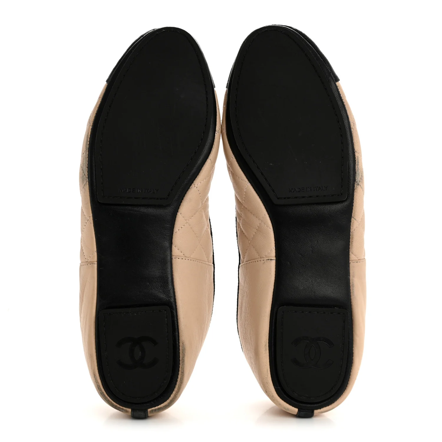 Lambskin Quilted Cap Toe Slipper With Pouch 39 Beige Black