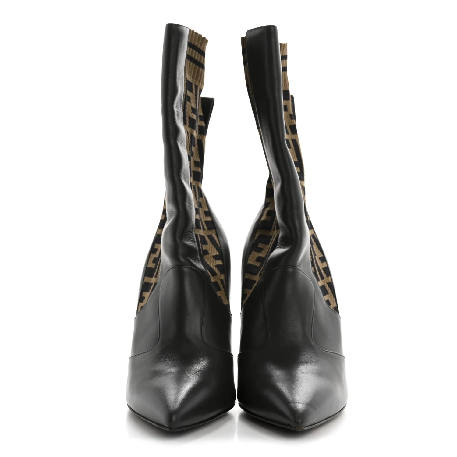 Nappa Microfiber Fabric FF Rockoko 105mm Sock Boots 37 Ebano Tobacco Black