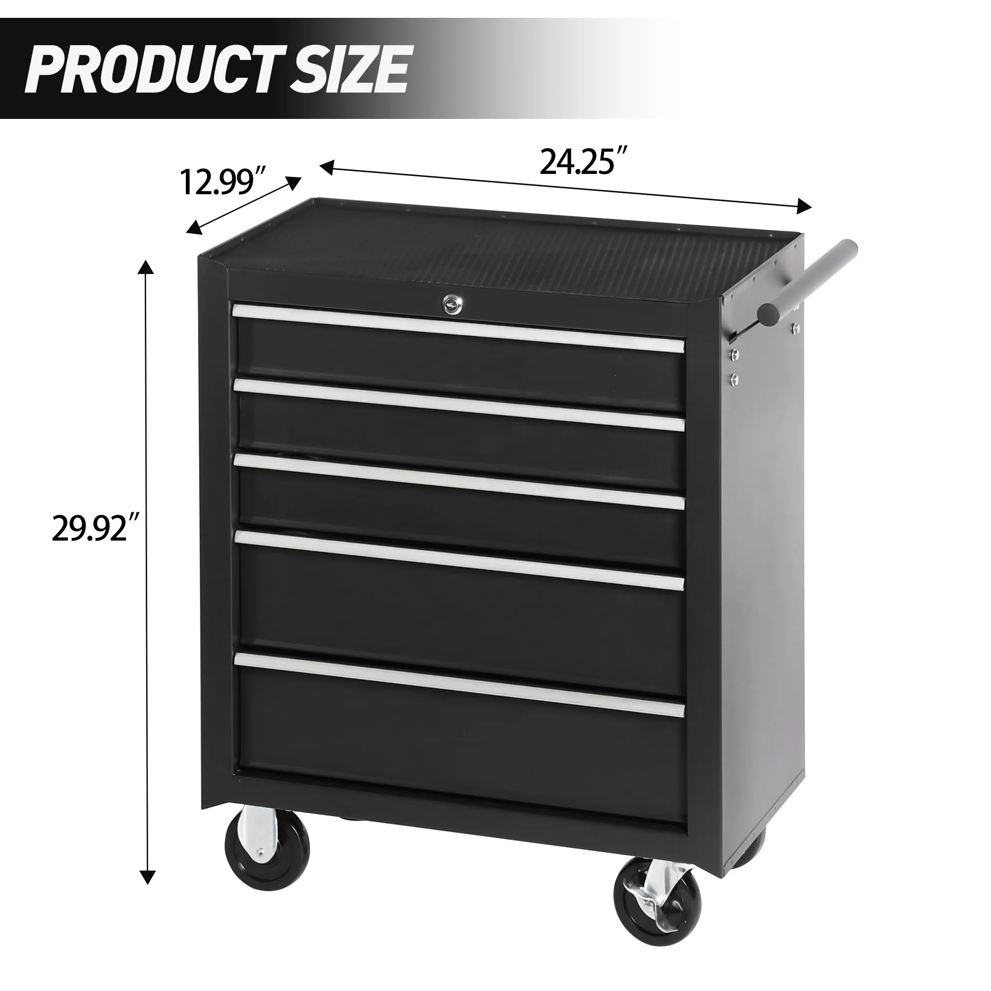 5-Drawer Rolling Tool Chest Tool Storage Cabinet with Wheels Tool Organizer Box - Image 6