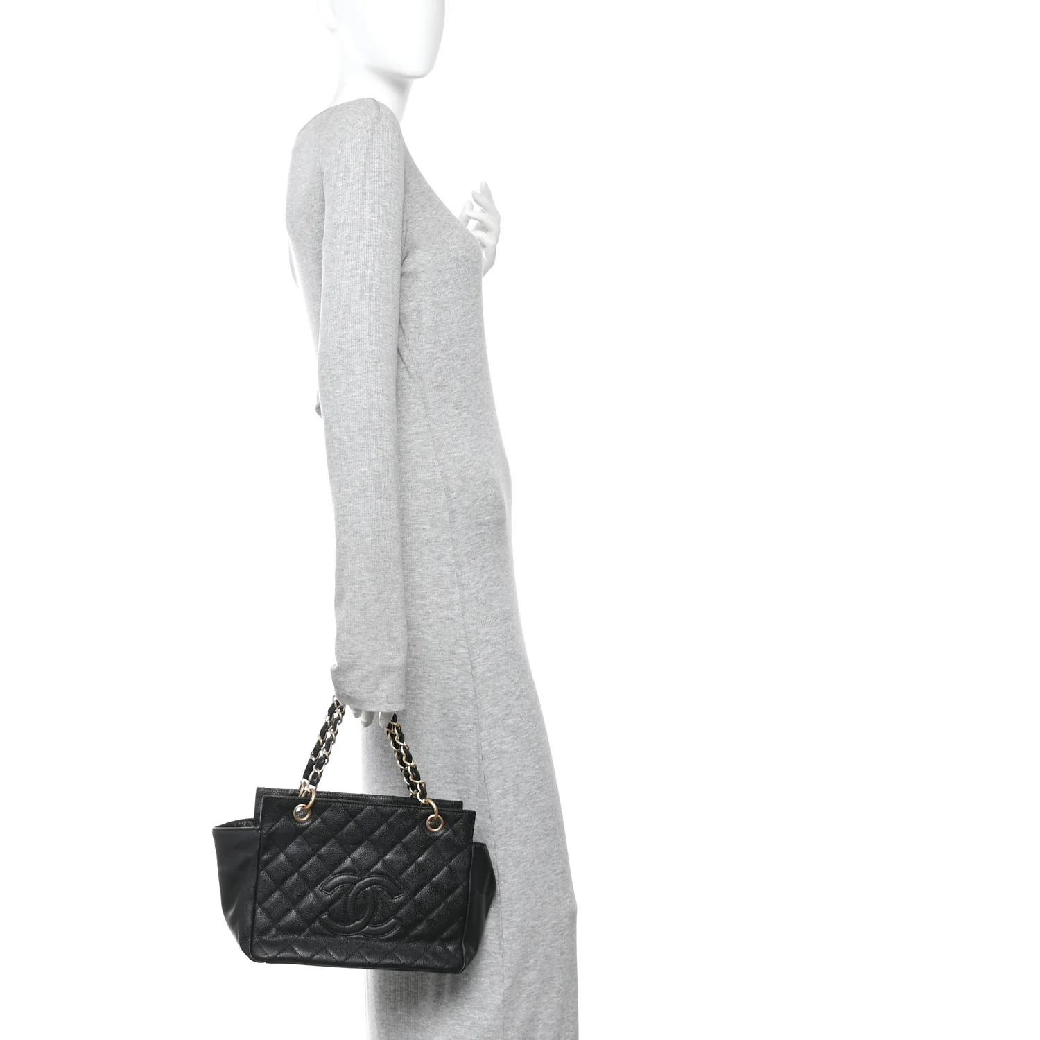 Caviar Quilted Petit Timeless Tote PTT Black