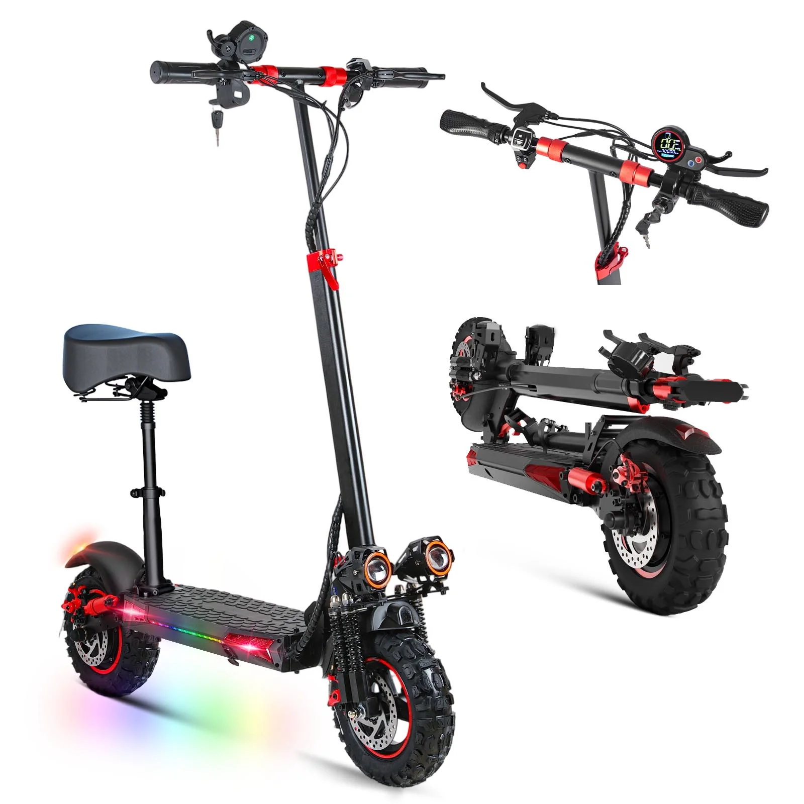 11'' Offroad Electric Scooter for Adult with Seat��1200W Motor up to 34MPH,30-34Miles Long Range Fast Electricscooter��48V 21Ah Foldable Escooter - Image 8