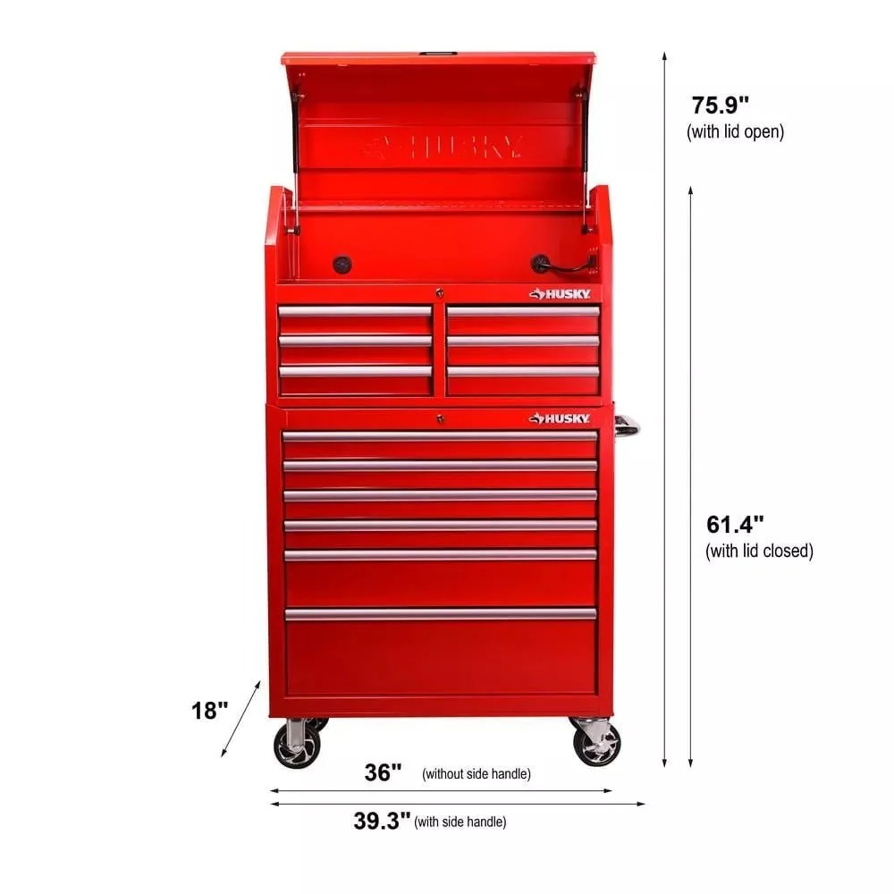 Coffre à outils et armoire combinés à 12 tiroirs de 36 po