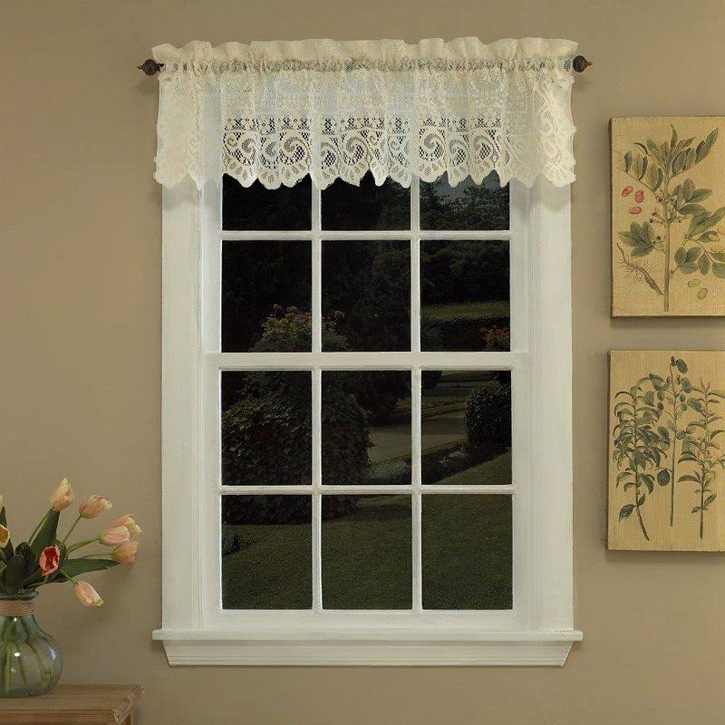 Sweet Home Collection Old World Style Floral Heavy Lace Curtain Valance