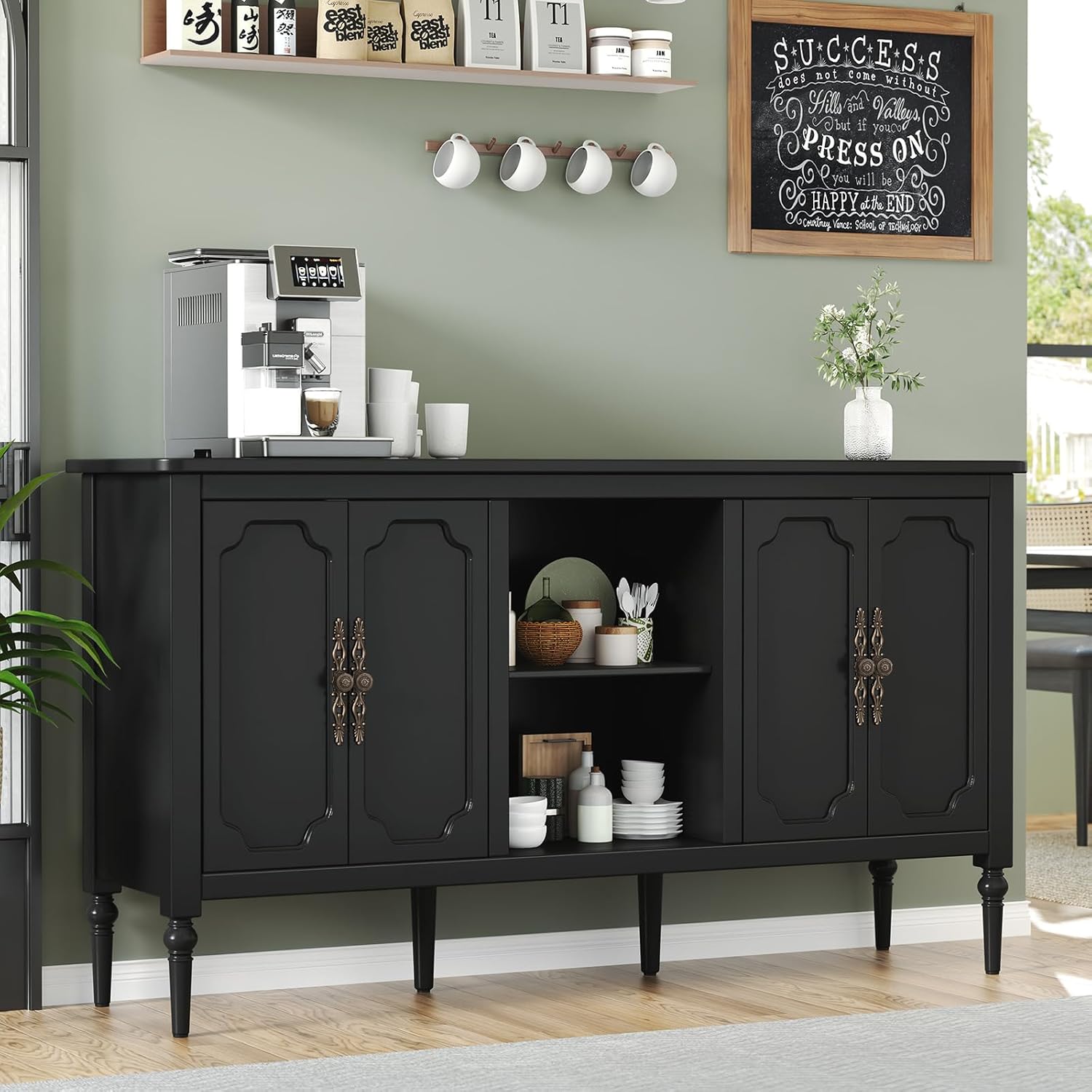 Vintage Buffet Sideboard Cabinet with 4 Doors, 59