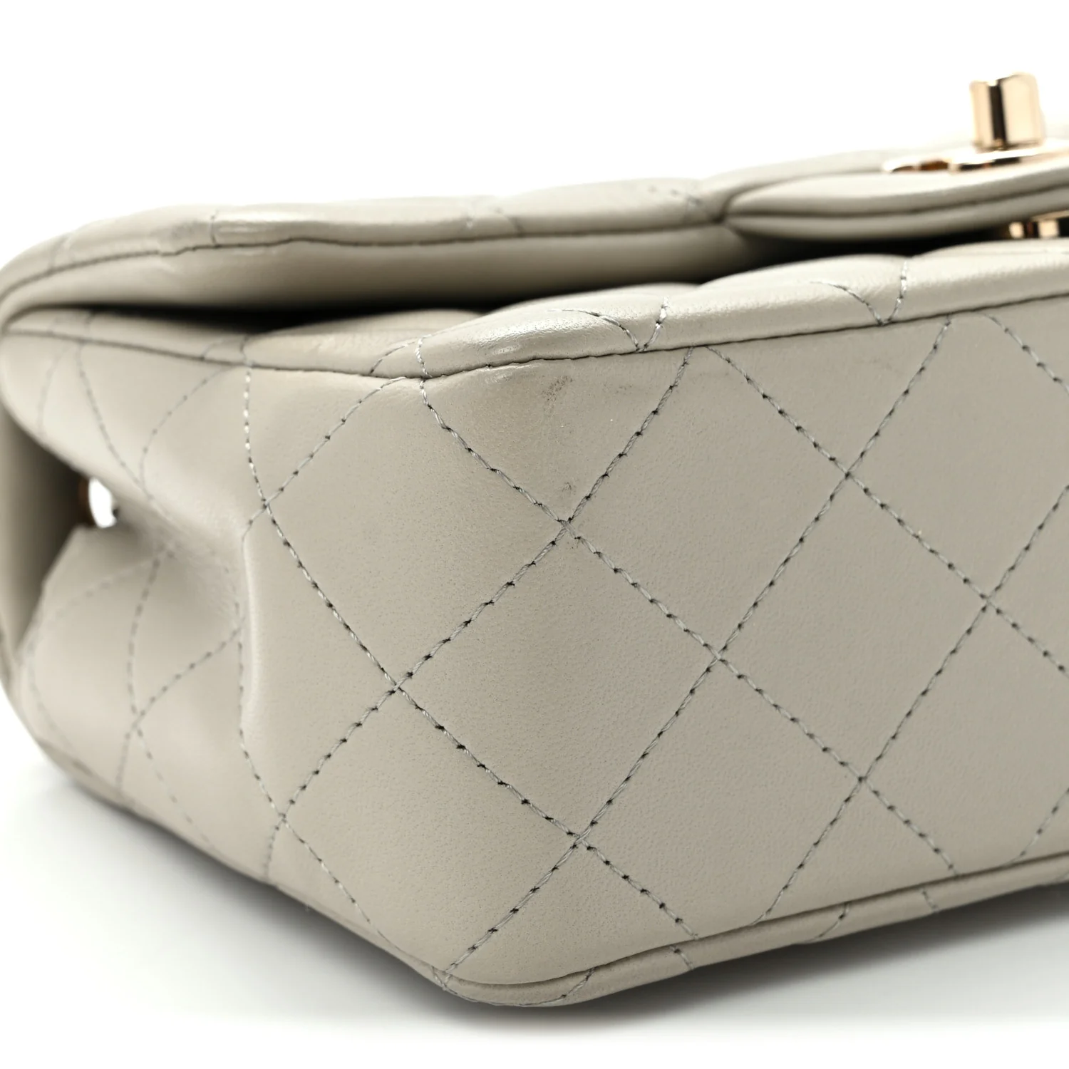 Lambskin Quilted Mini Rectangular Flap Grey
