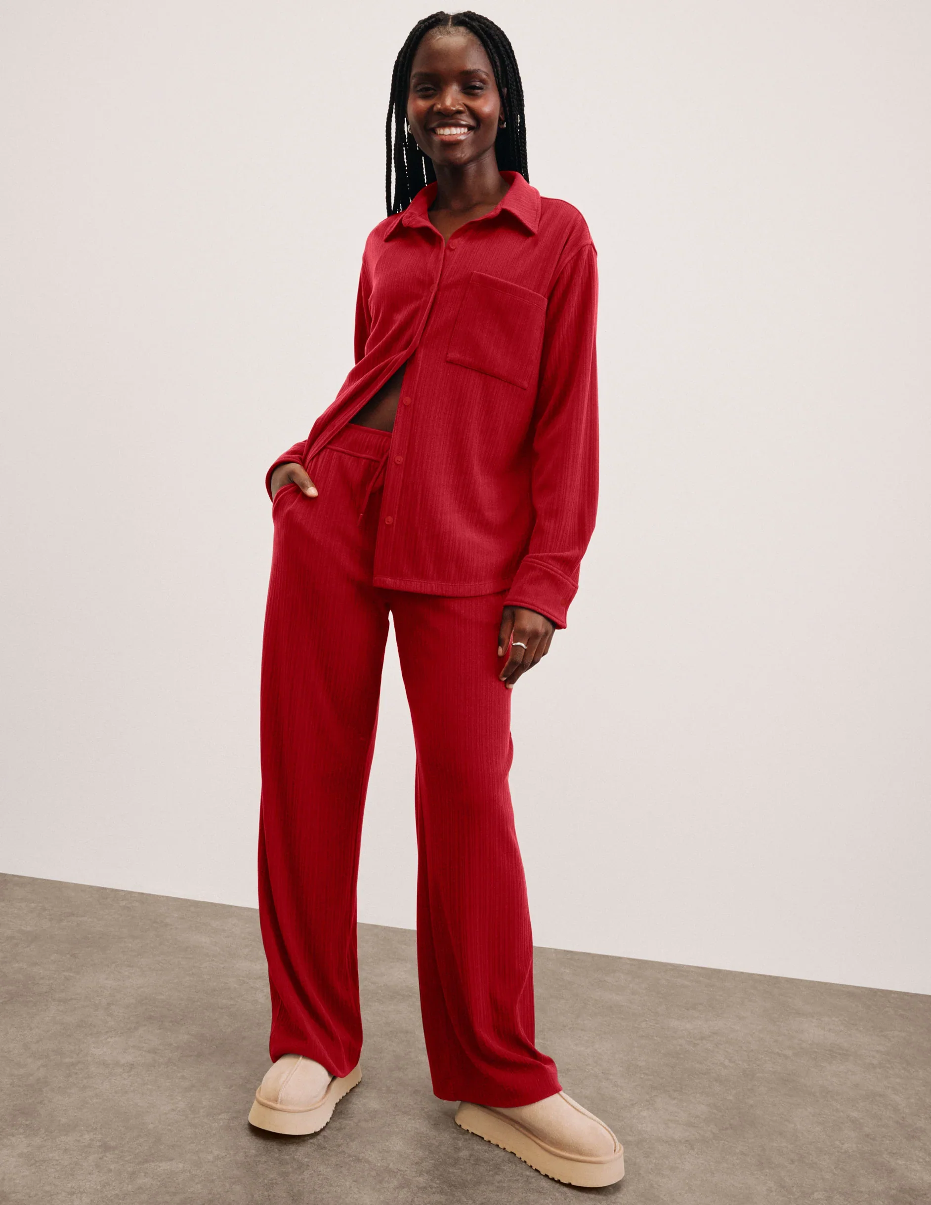 Breathe Easy Ribbed Wide Leg Pant