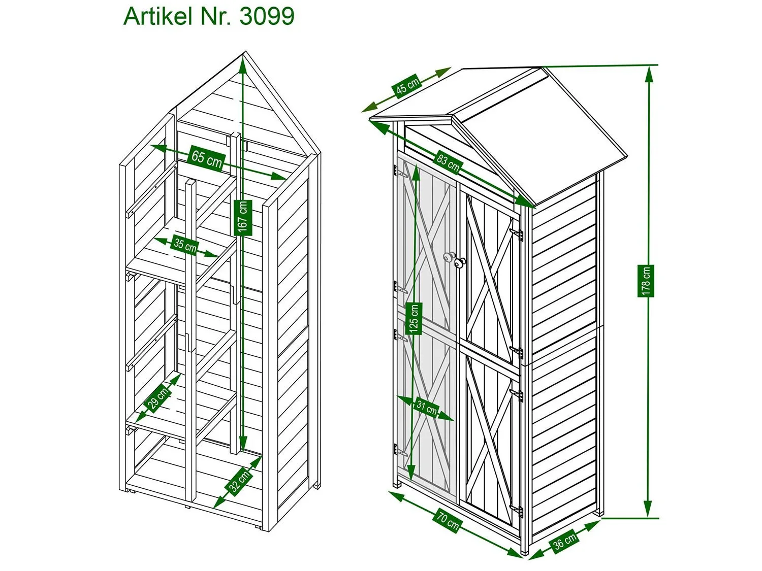 HABAU Armoire de jardin Lena, 83 x 45 x 178 cm