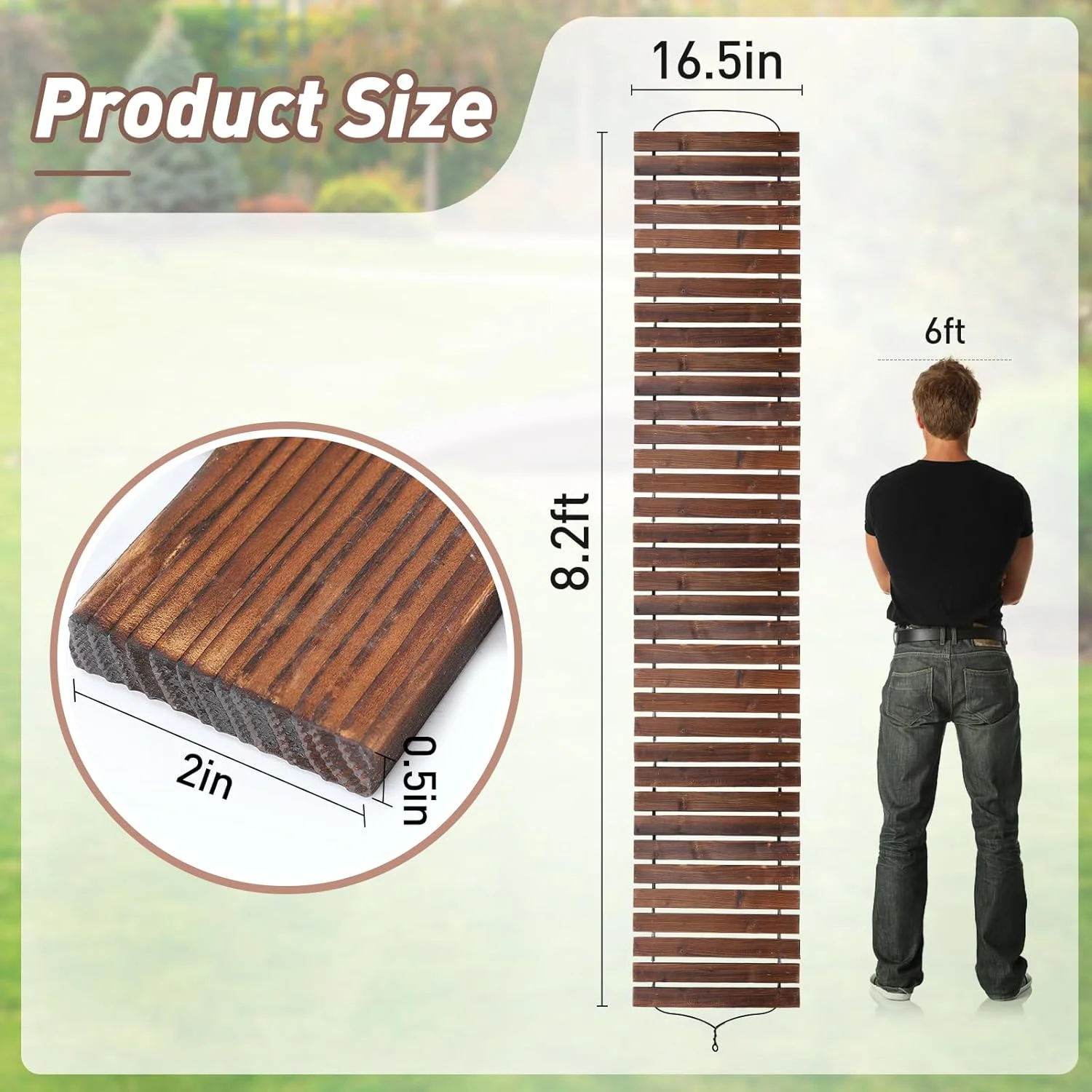 8.2 Ft Wooden Garden Pathway Weather Resistant Carbonized Pine Roll Out Decorative Walkway, Boardwalk Pathway Pavers for Outside Stepping Stones Outdoor Patio Beach Pool Backyard, Brown(Brown) - Image 5