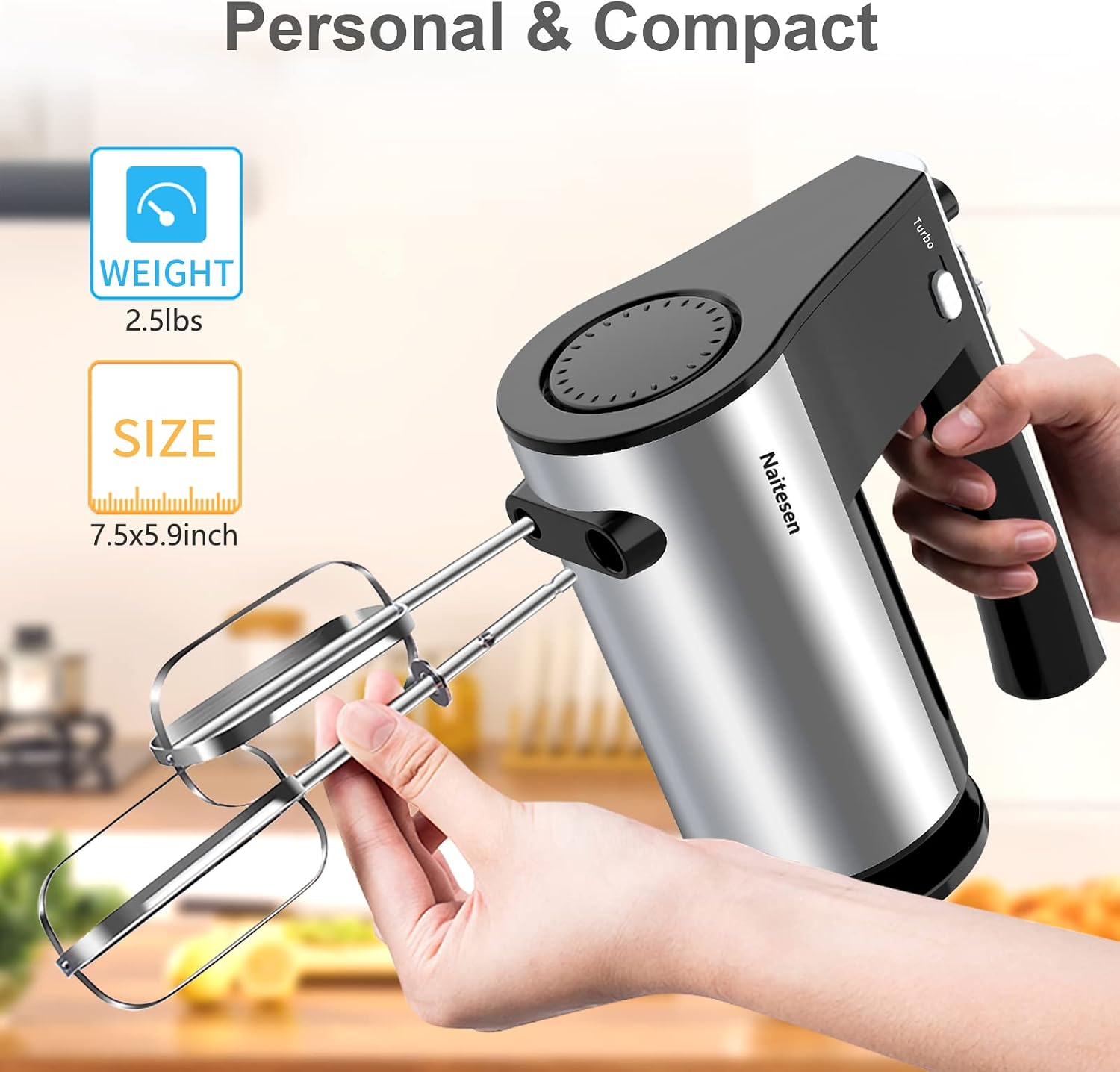 600W Powerful Hand Mixer Electric 10 Speed Powerful with Turbo