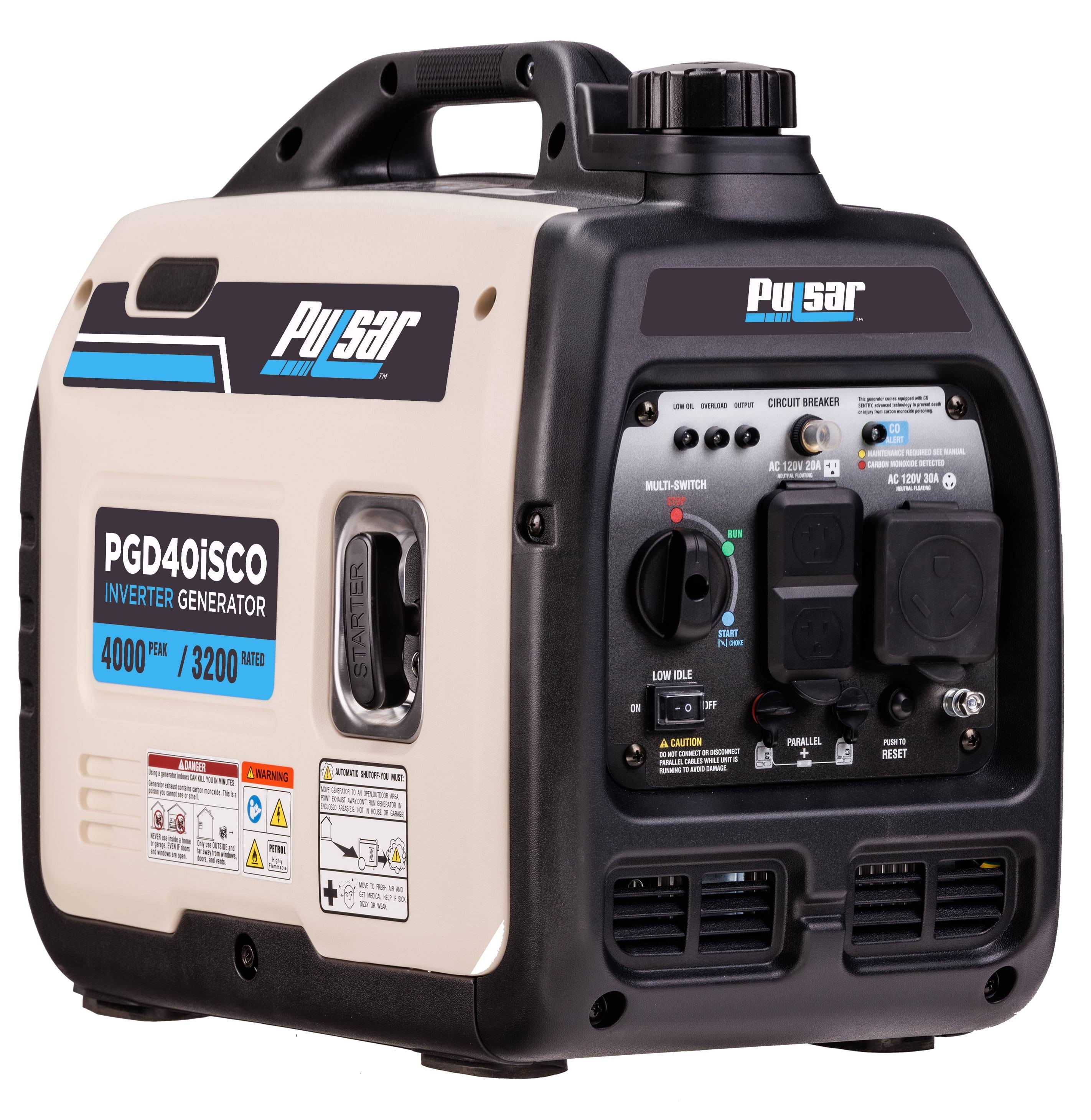 Pulsar PGD40ISCO 4000W Super Quiet Inverter Gasoline Powered Generator-Instock