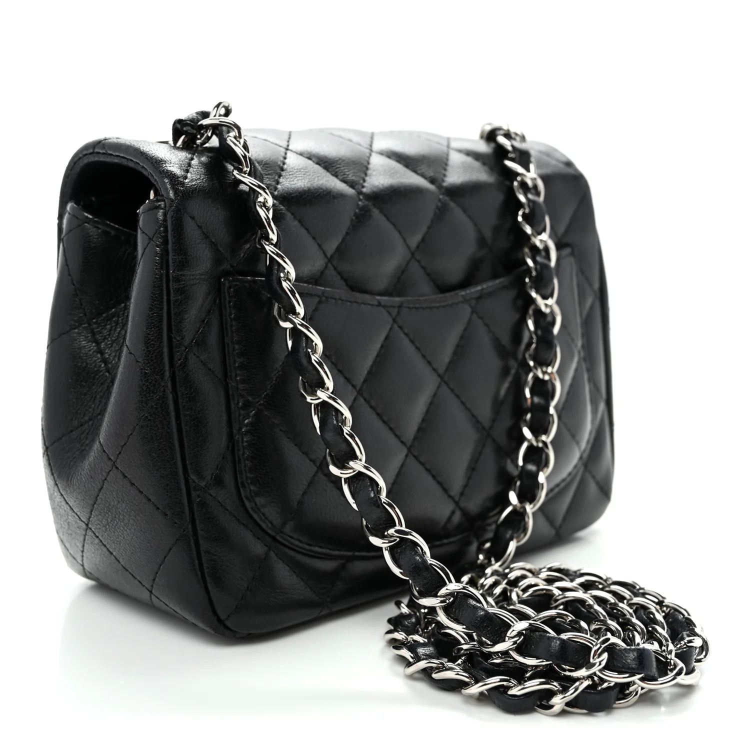 Lambskin Quilted Mini Square Flap Black