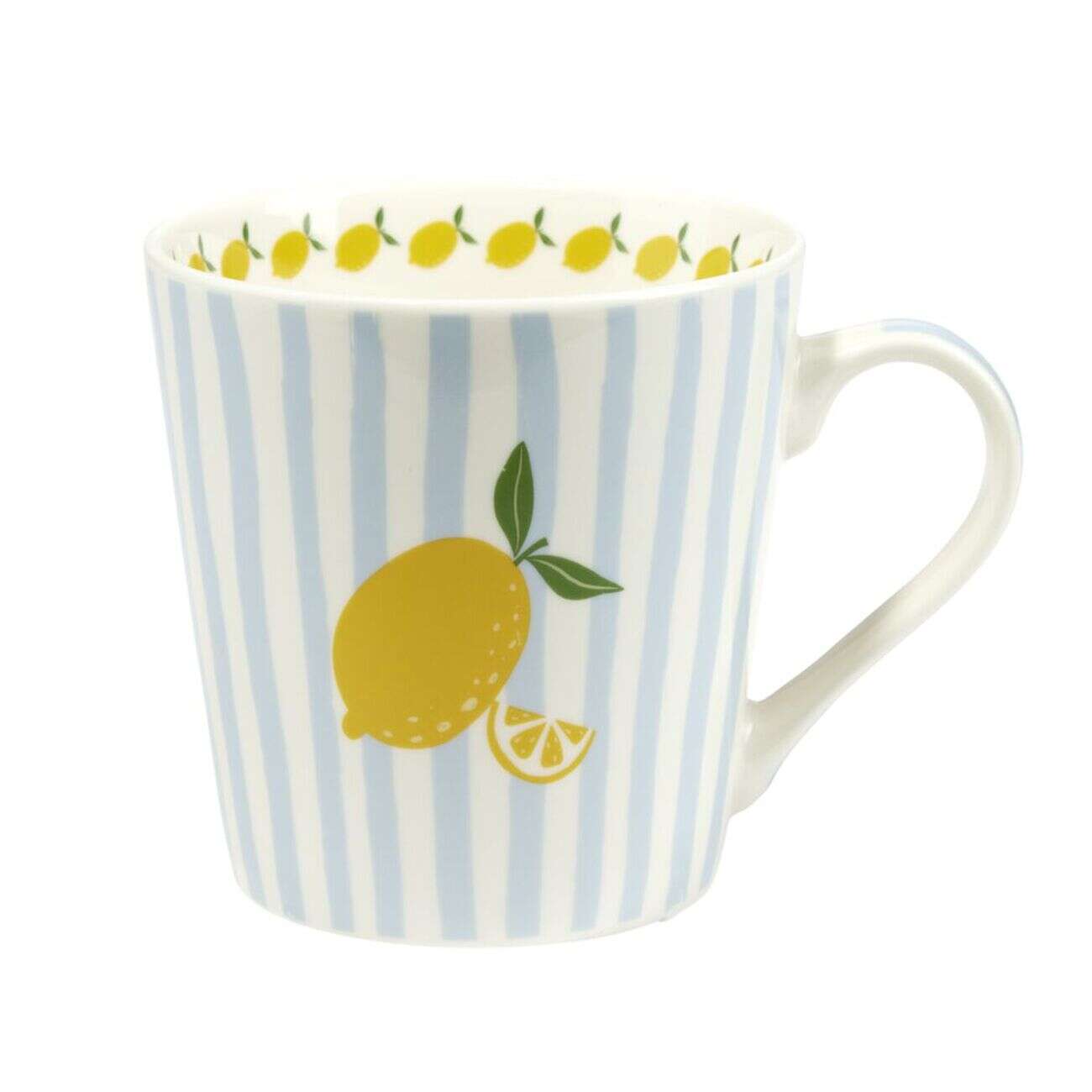 Mug céramique motif fruit orange bayadère rayures colorées Ø8,5xH9cm (2 modèles)