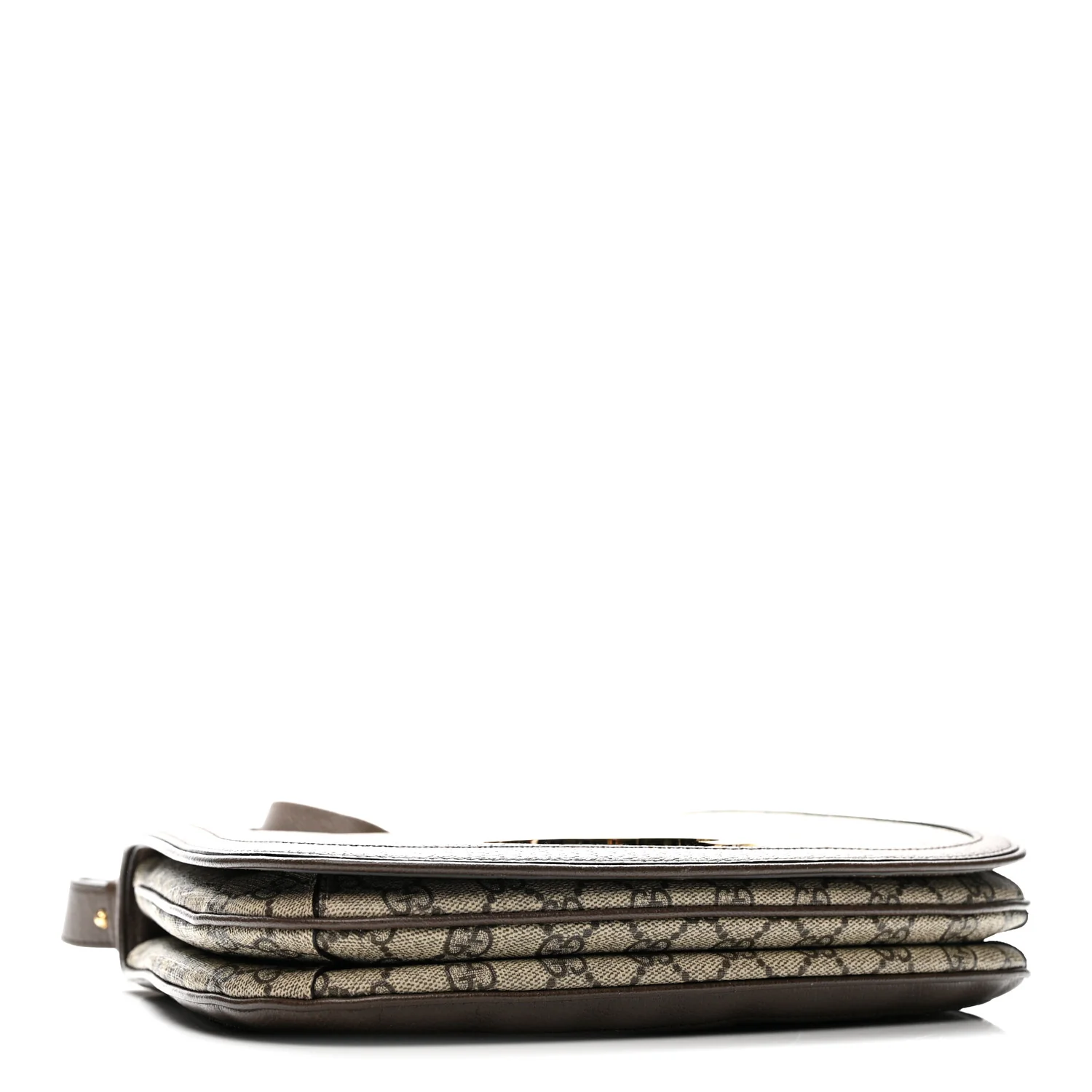GG Supreme Monogram Textured Dollar Calfskin Web Medium Blondie Top Handle Shoulder Flap Bag Beige Ebony New Acero