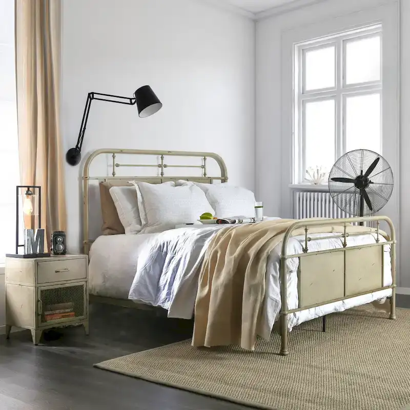Furniture of America Industrial Metal Panel Bed with Support Legs