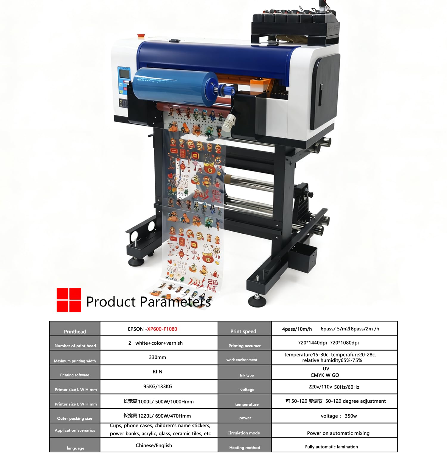 High-Speed Dual-Head UV Printer with F1080 Printheads, Roll-to-Roll Batch Printing, Professional Industrial UV Printing Machine, Multi-Material Compatible, Customizable