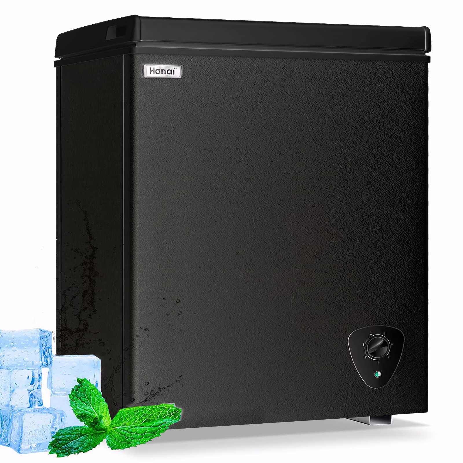 3.5 Cubic Chest Freezer, Compact Deep Freezer with Top Open Door and Removable Storage Basket, 7 Gears Temperature Control, Energy Saving, for Office Dorm or Apartment(Black)