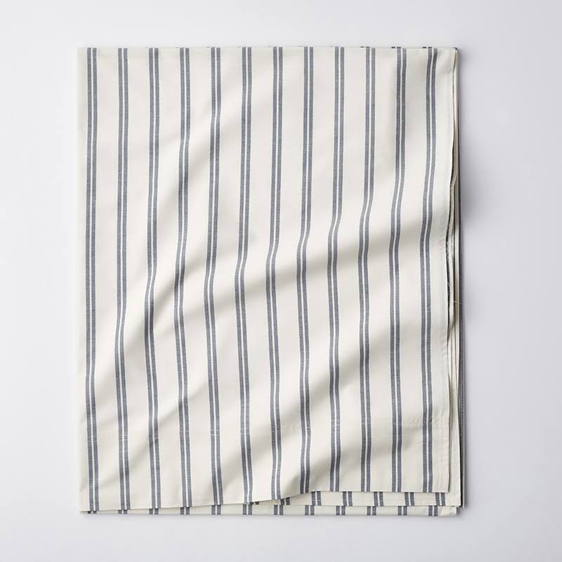 The Company Store Narrow Stripe Navy Cotton Percale Full Duvet Cover Blue