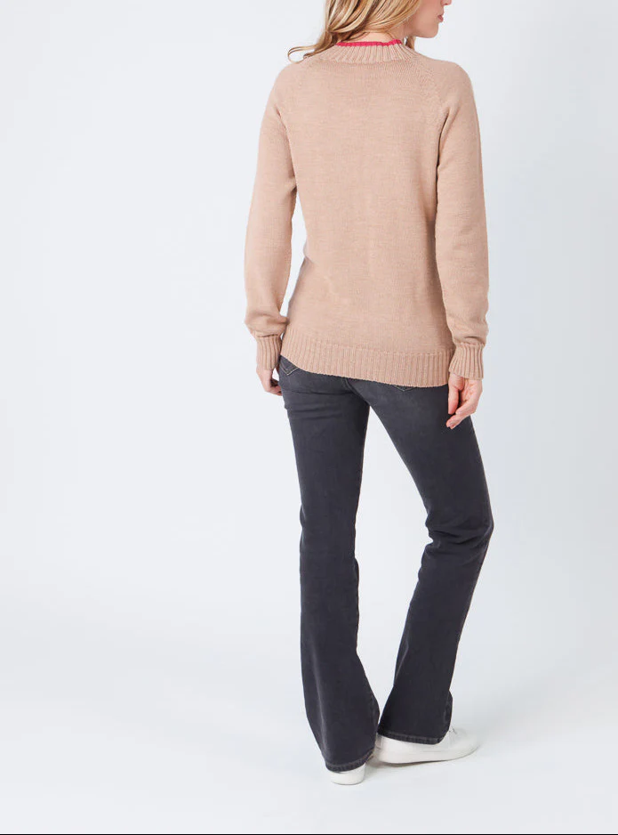 Pull femme en laine mérinos beige chaud
