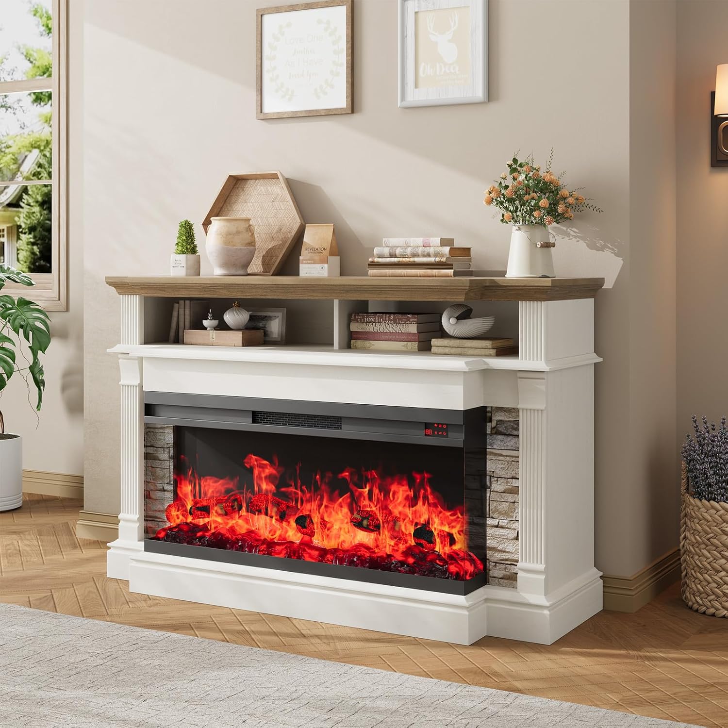 QUW Fireplace TV Stand for TVs up to 65