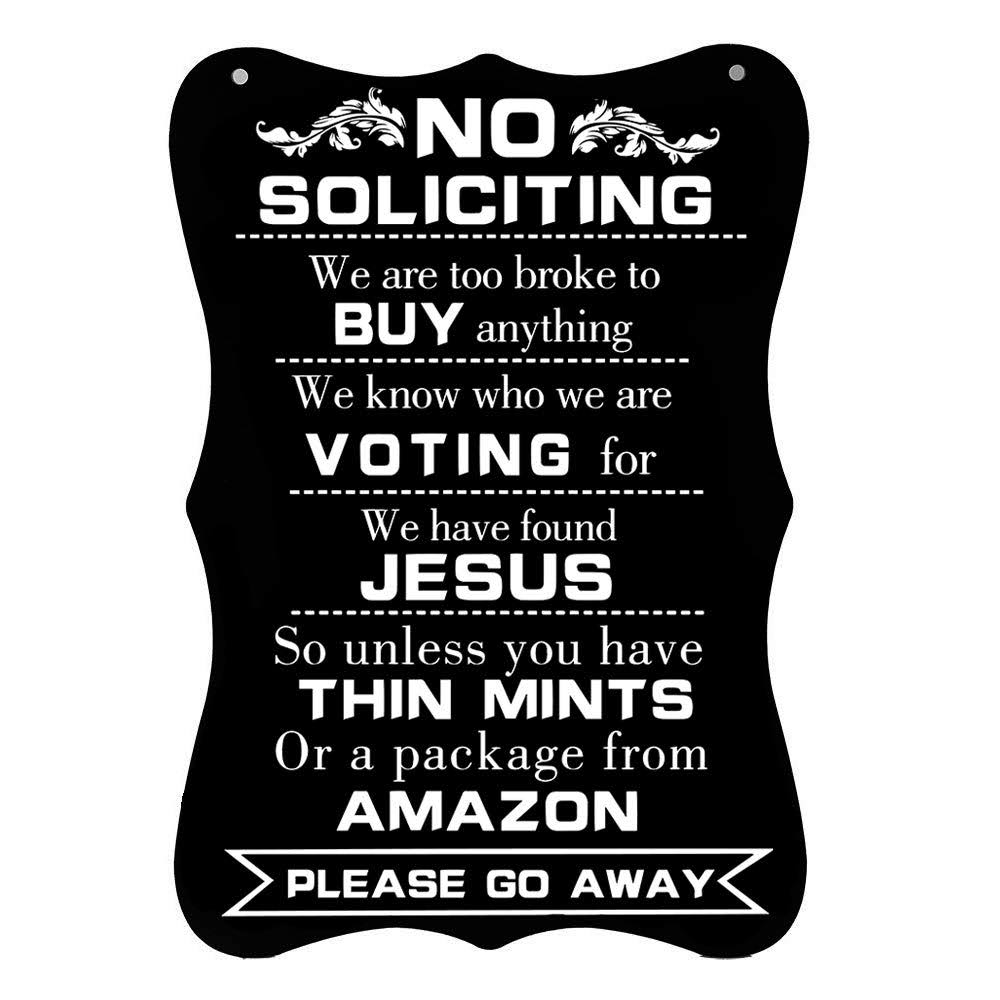 Calien No Soliciting Sign Hanging 12�� x 8�� Large No Soliciting Funny Signs for House Door Office Business
