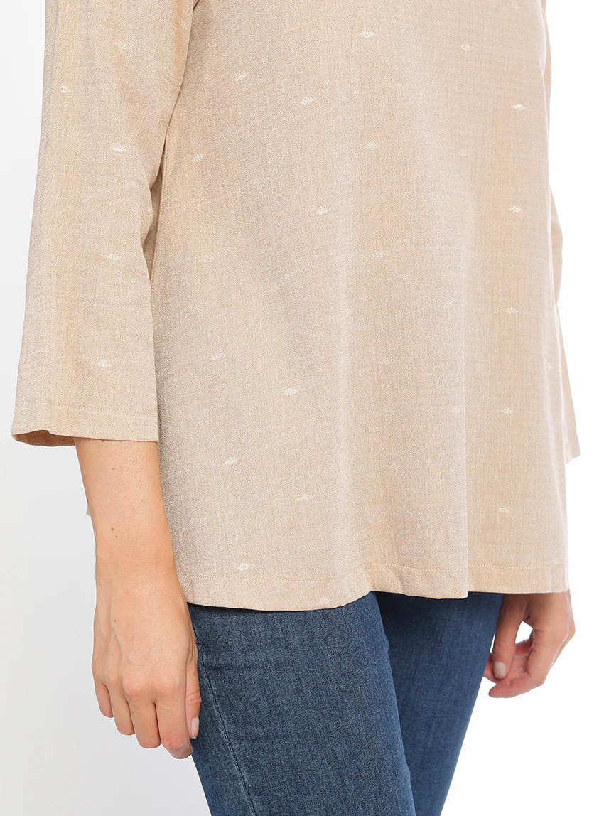 Tunique femme beige forme trapèze en coton