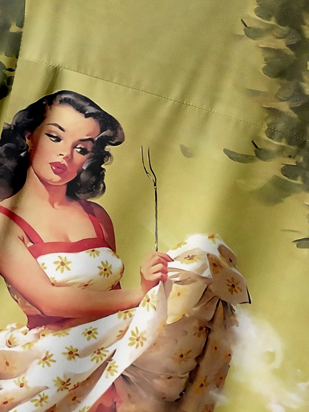 Chemise hawaïenne rétro à manches courtes et poche poitrine
