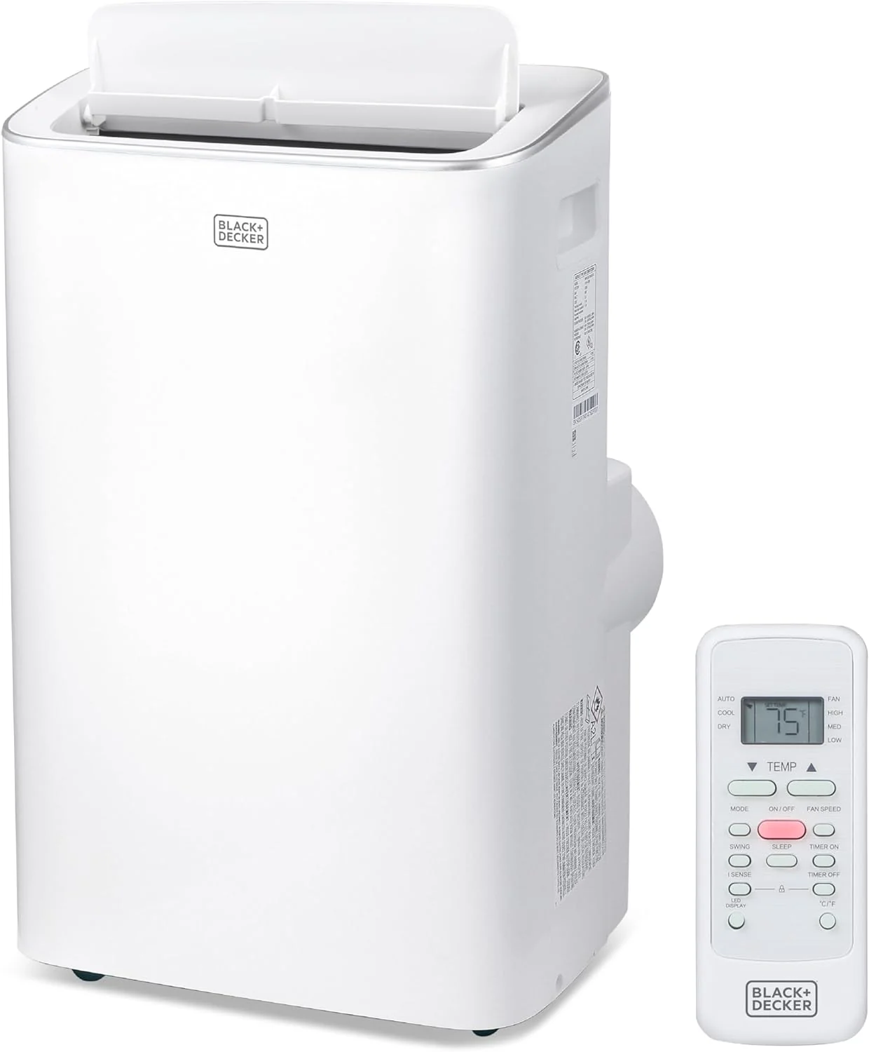 Climatiseur portable intelligent BLACK+DECKER, 12 000 BTU, pour pièces jusqu'à 51 m², avec compresseur Inverter et kit fenêtre, BPACT08NM, blanc