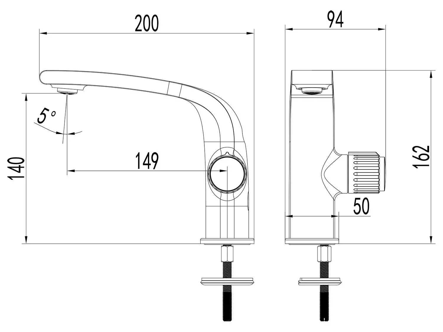 Duschwell Mitigeur de lavabo de salle de bain Basic, avec mousseur Neoperl