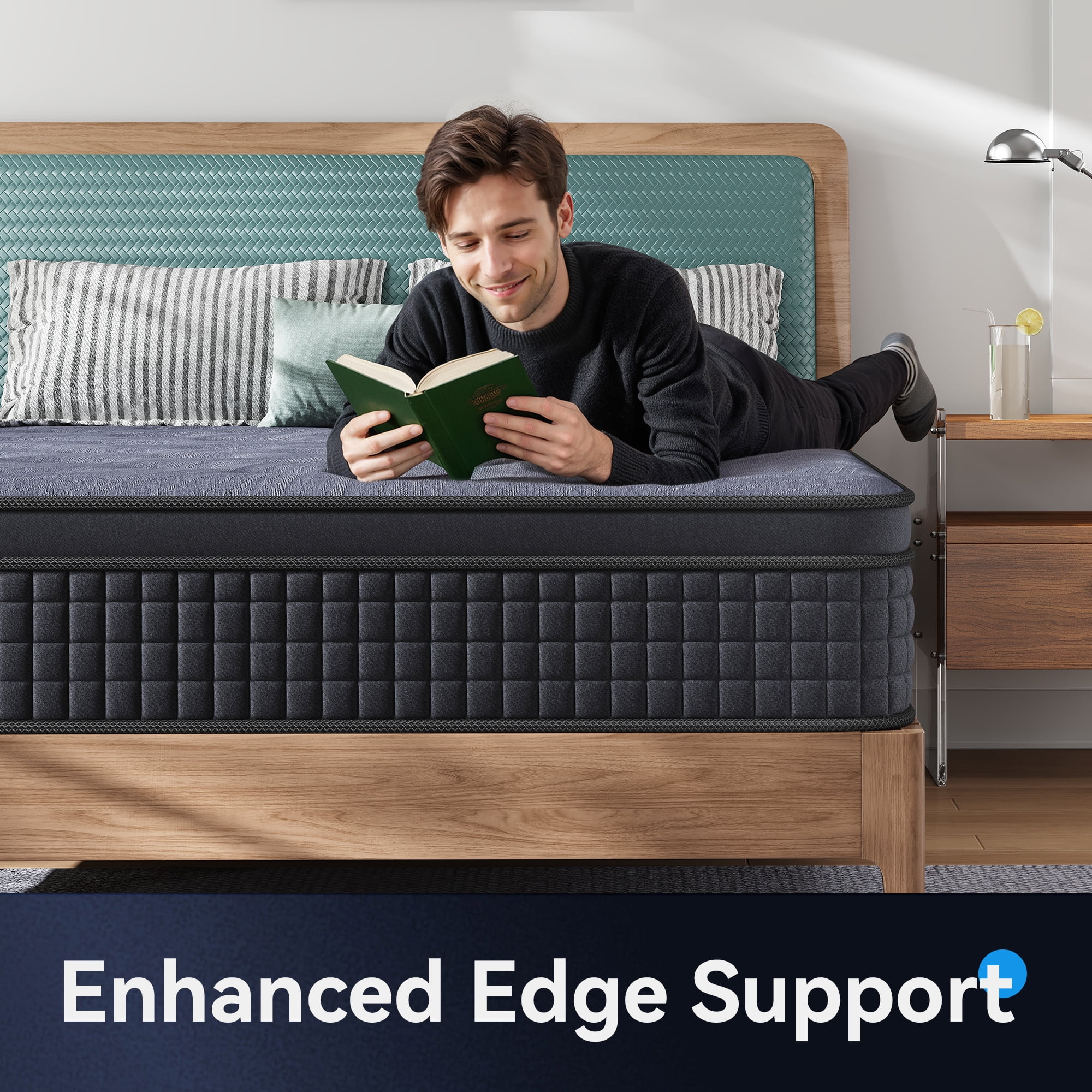 Queen Mattress, 12 inch Queen Size Mattress, Hybrid Mattress Queen in a Box, Queen Bed Mattress With Memory Foam Pocket Spring, Medium Firmness, Edge Support, Gray(Queen) - Image 10