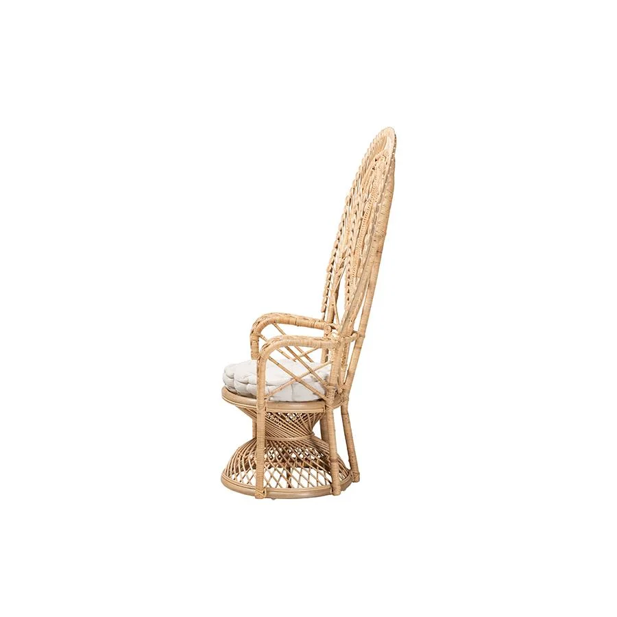 Bali & Pari Fedra Modern Bohemian Natural Brown Rattan Peacock Accent Chair