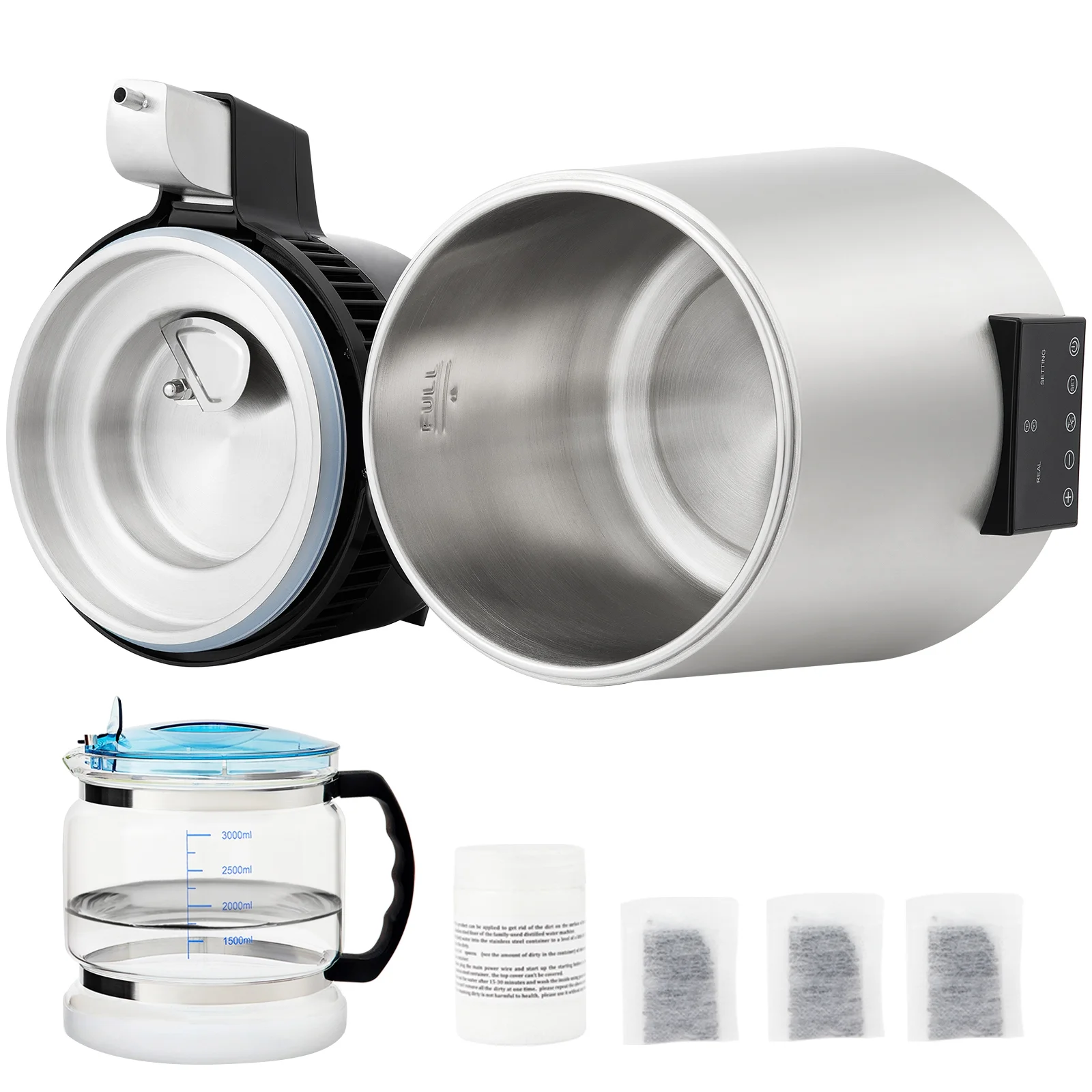 KFFKFF Water Distiller Distilled Water Maker Machine 4 L/1.1gal 0.3gal/H Output, 750W Power, 0 - 99H Adjustable Timing