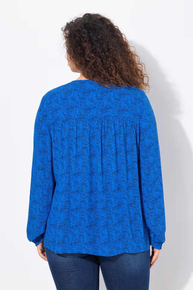 Wave Print Long Sleeve Blouse