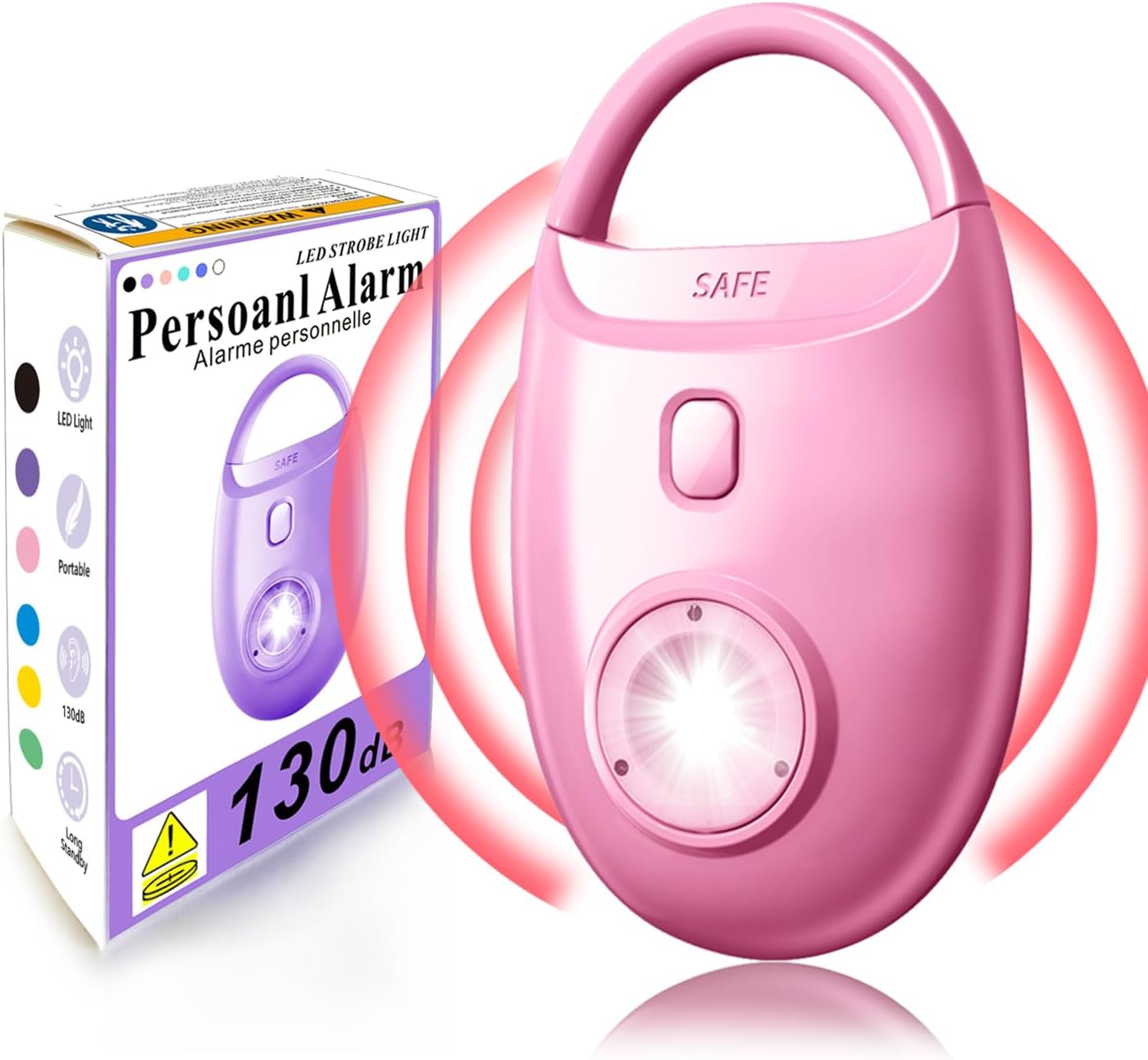 Personal Safety Alarm for Women – 130dB Loud Emergency Siren, Self Defense Keychain with LED Strobe Light, Safe Sound for Children, Girls, Students