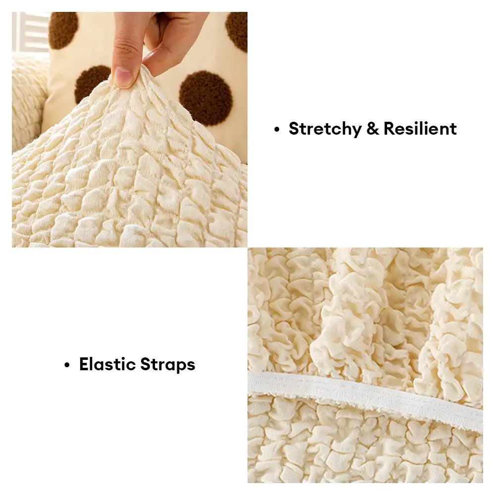 Cream Style Seersucker Breathable Stretchy Full-Coverage Magic Armchair Cover