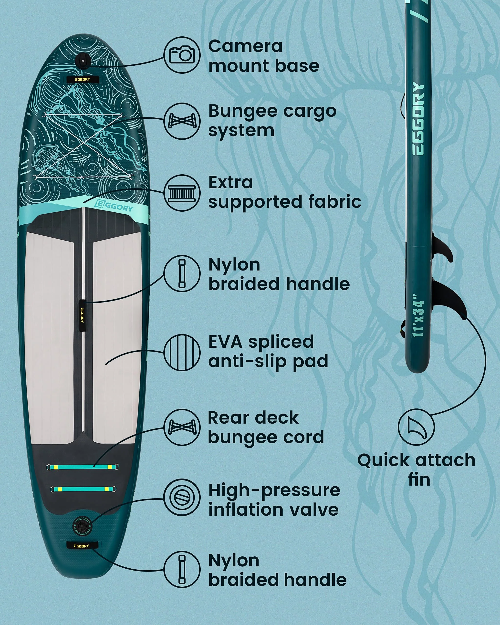 11 ft Inflatable Paddle Boards Stand Up Paddle Board with Full SUP Accessories - Image 6