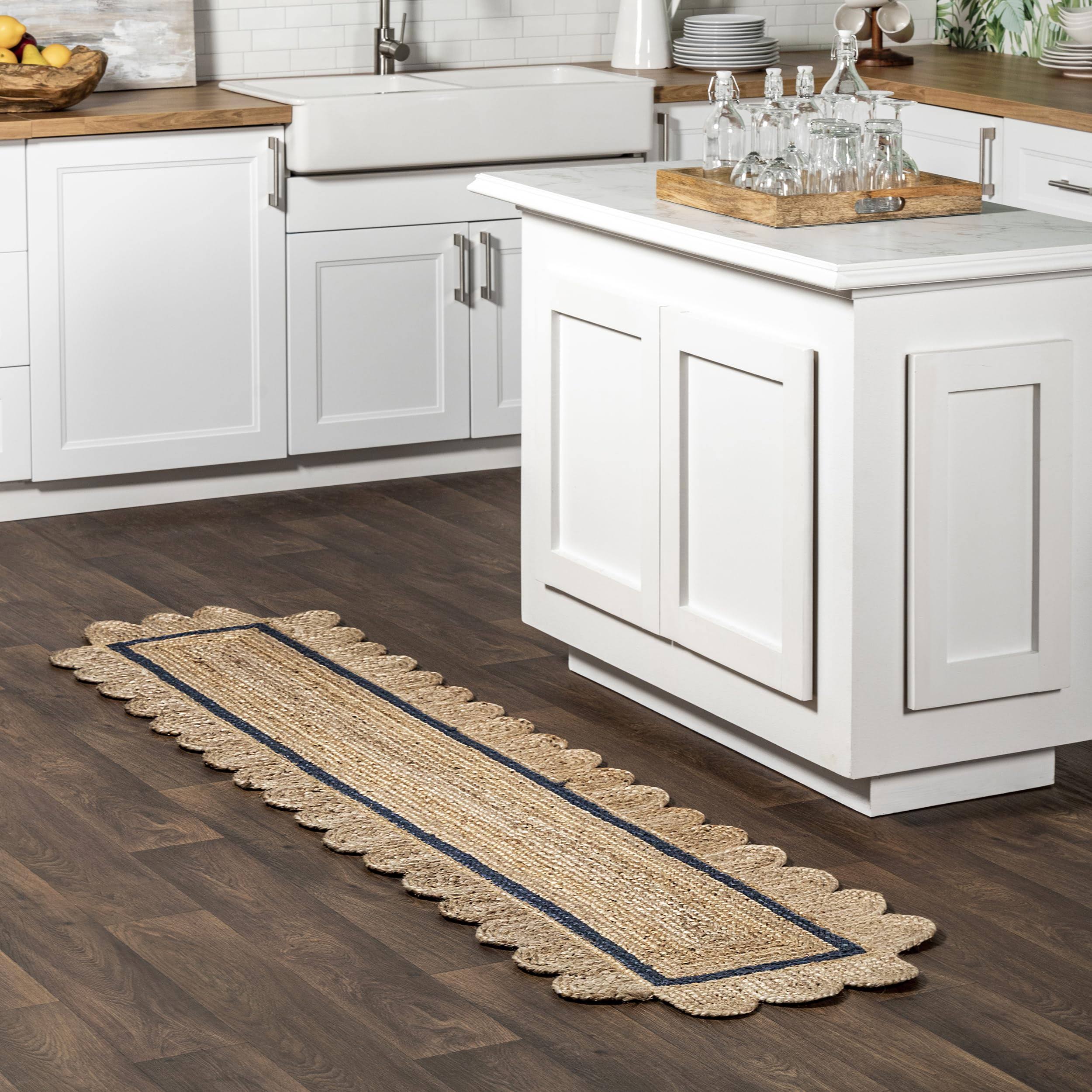 nuLOOM Tera Petals Braided Jute Runner Rug - 2' x 8', Blue