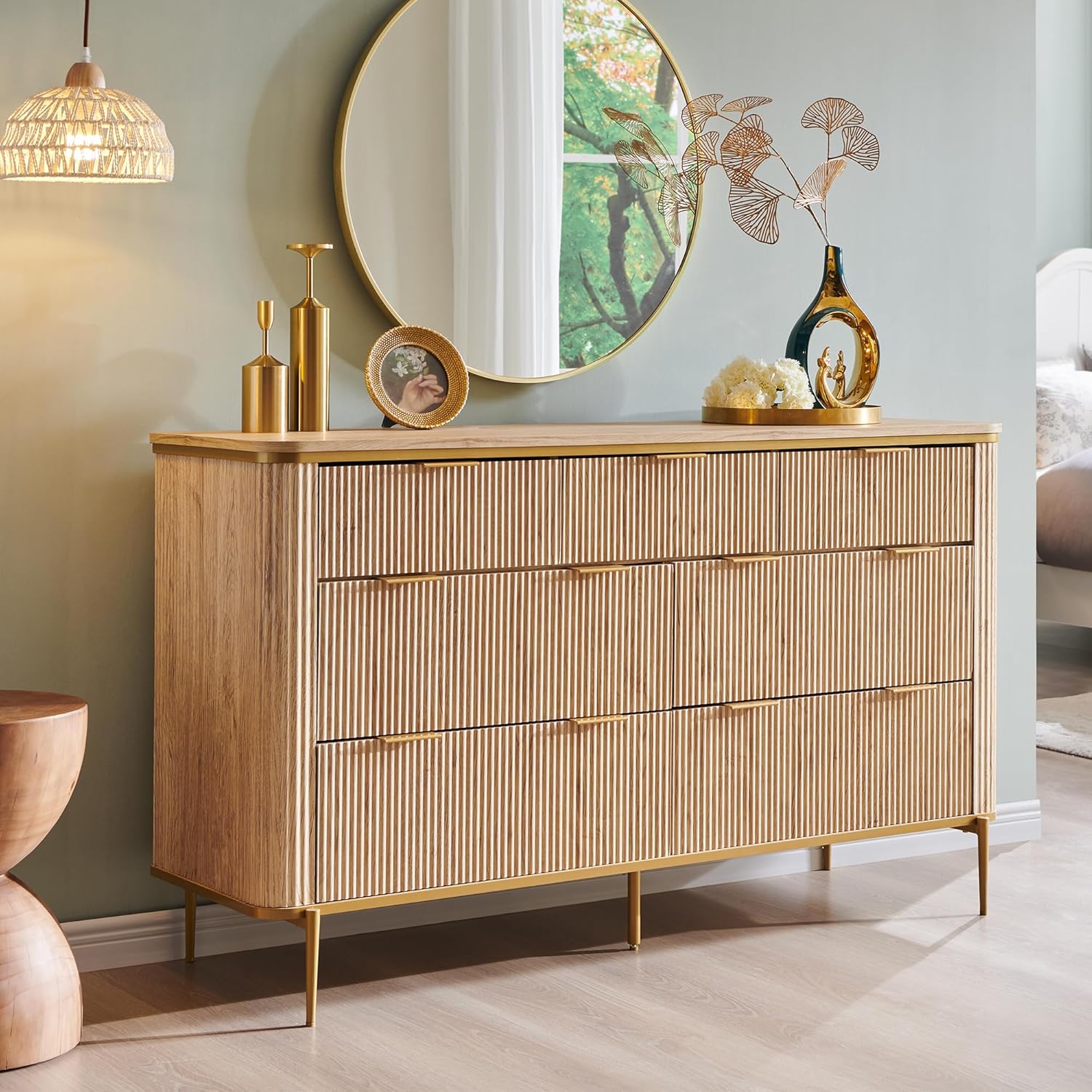 T4TREAM Fluted 7 Drawers Dresser for Bedroom, 54