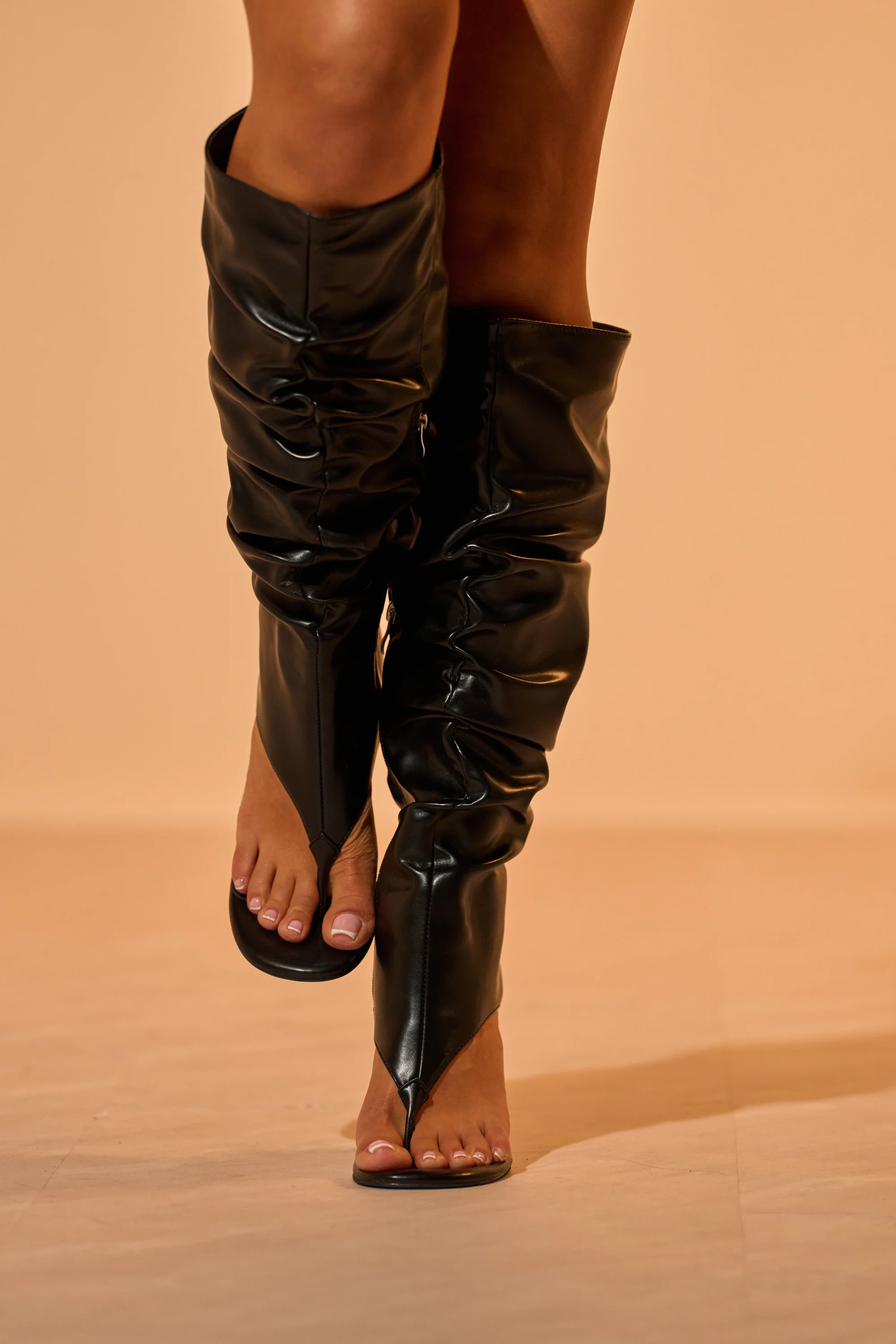 AZALEA WANG CECILL BLACK RUCHED UPPER GLADIATOR SANDAL - Akira Store