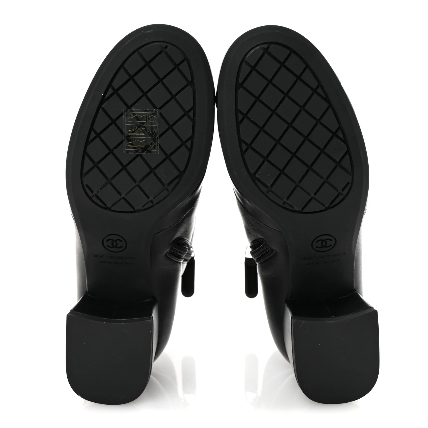 Stretch Lambskin Cap Toe CC Short Boots 35 Black