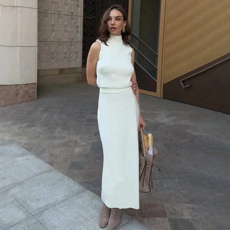 Sophie Paris | Robe longue sans manches en maille douce