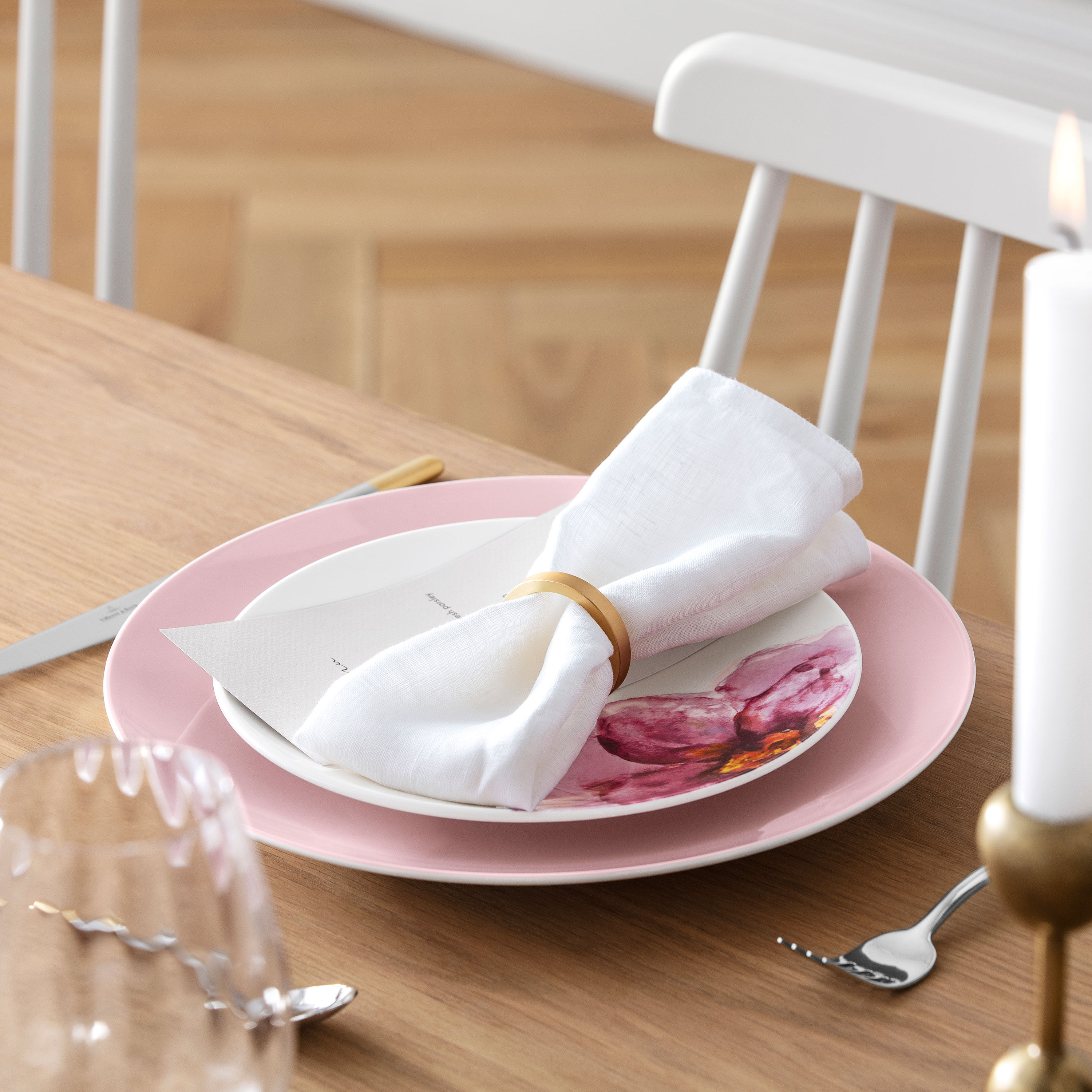 Rose Garden Salad/ Dessert Plate - Pink, 8.4'' x 8.4'', Premium Porcelain