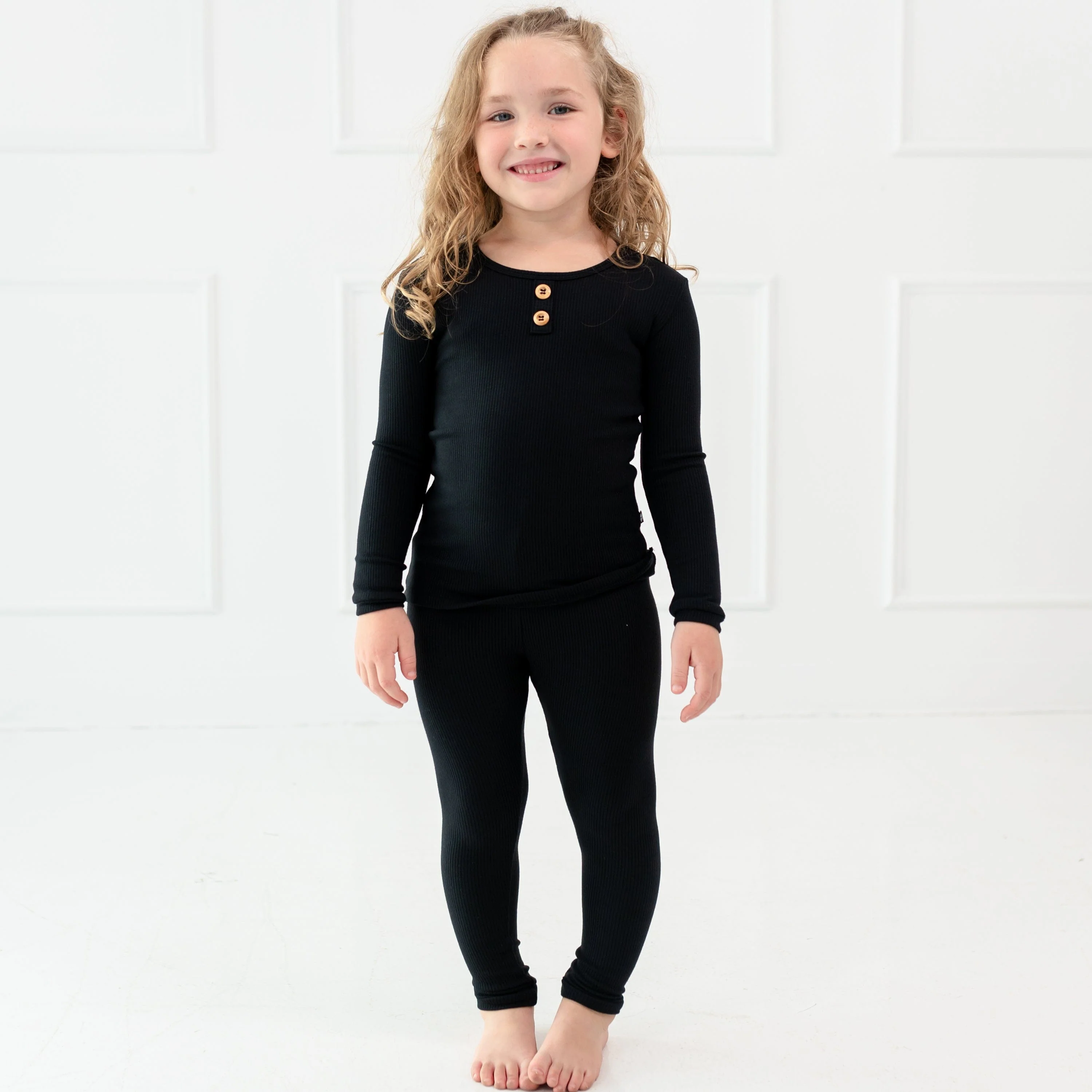 Ribbed Henley Set in Midnight