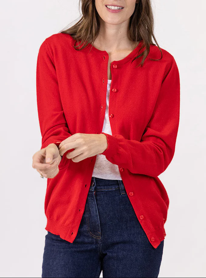 Cardigan femme en cachemire rouge