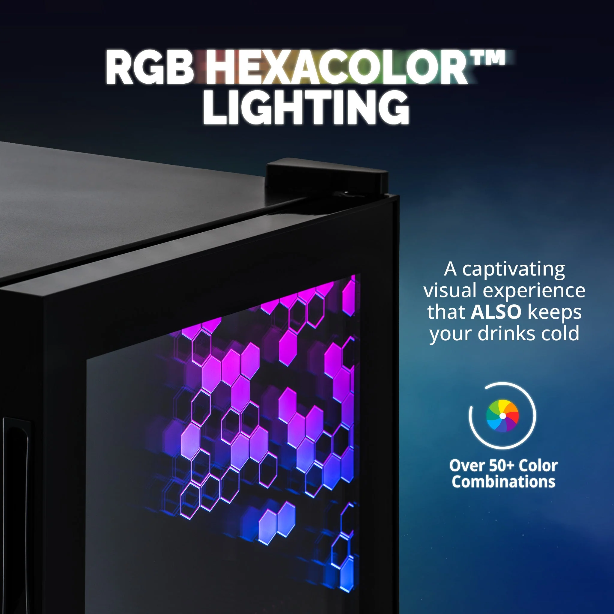 Newair Prismatic Series Beverage Fridge with RGB HexaColor LED Lights
