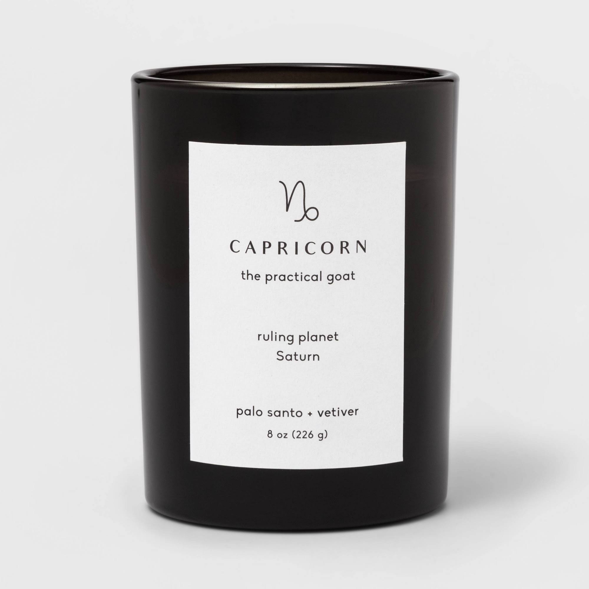 8oz Glass Jar Zodiac Capricorn Candle Black - Project 62