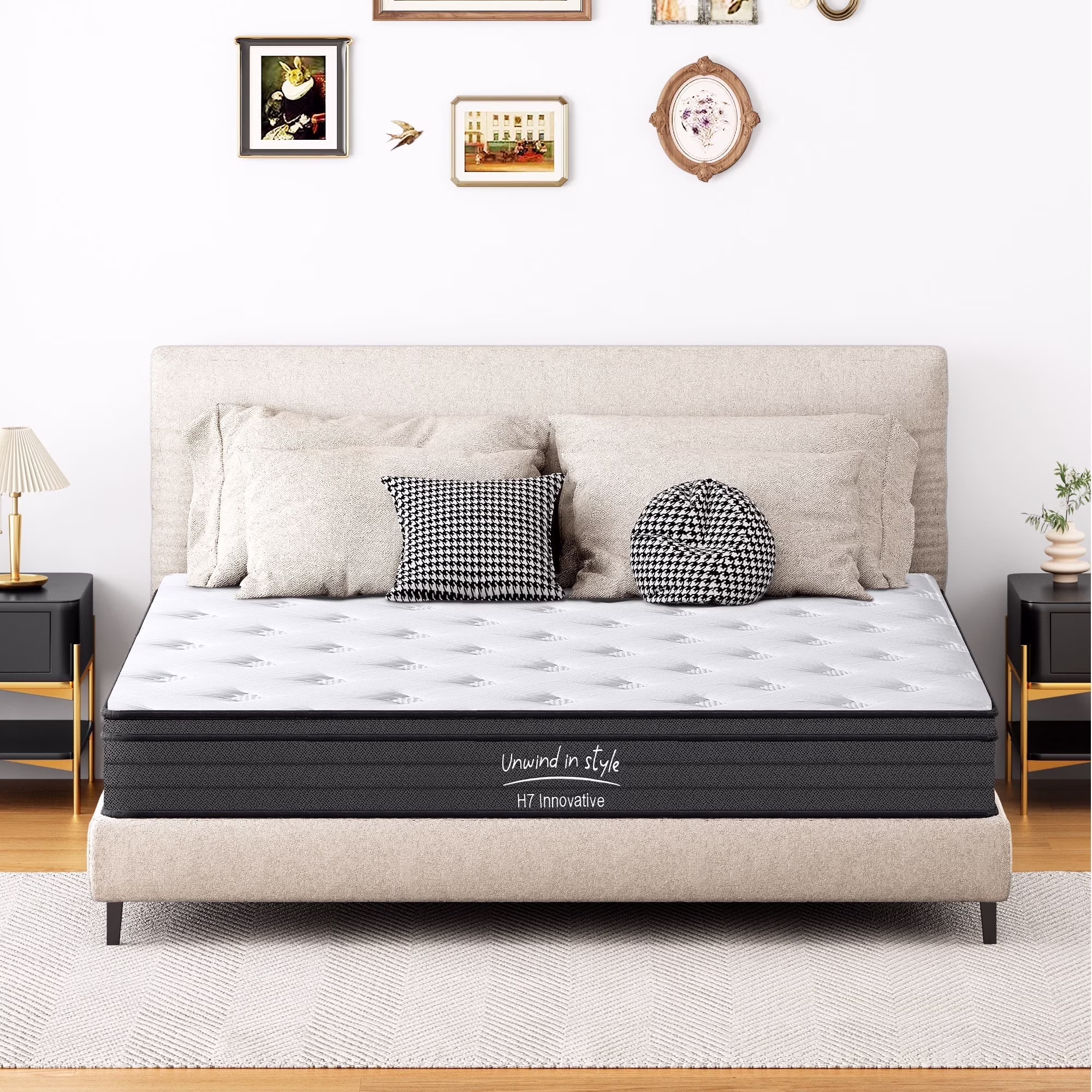 Adult 10 Inch King Hybrid Mattress Memory Foam Mattress Medium Firm Pocket Spring Bed Mattress(King/10 in)