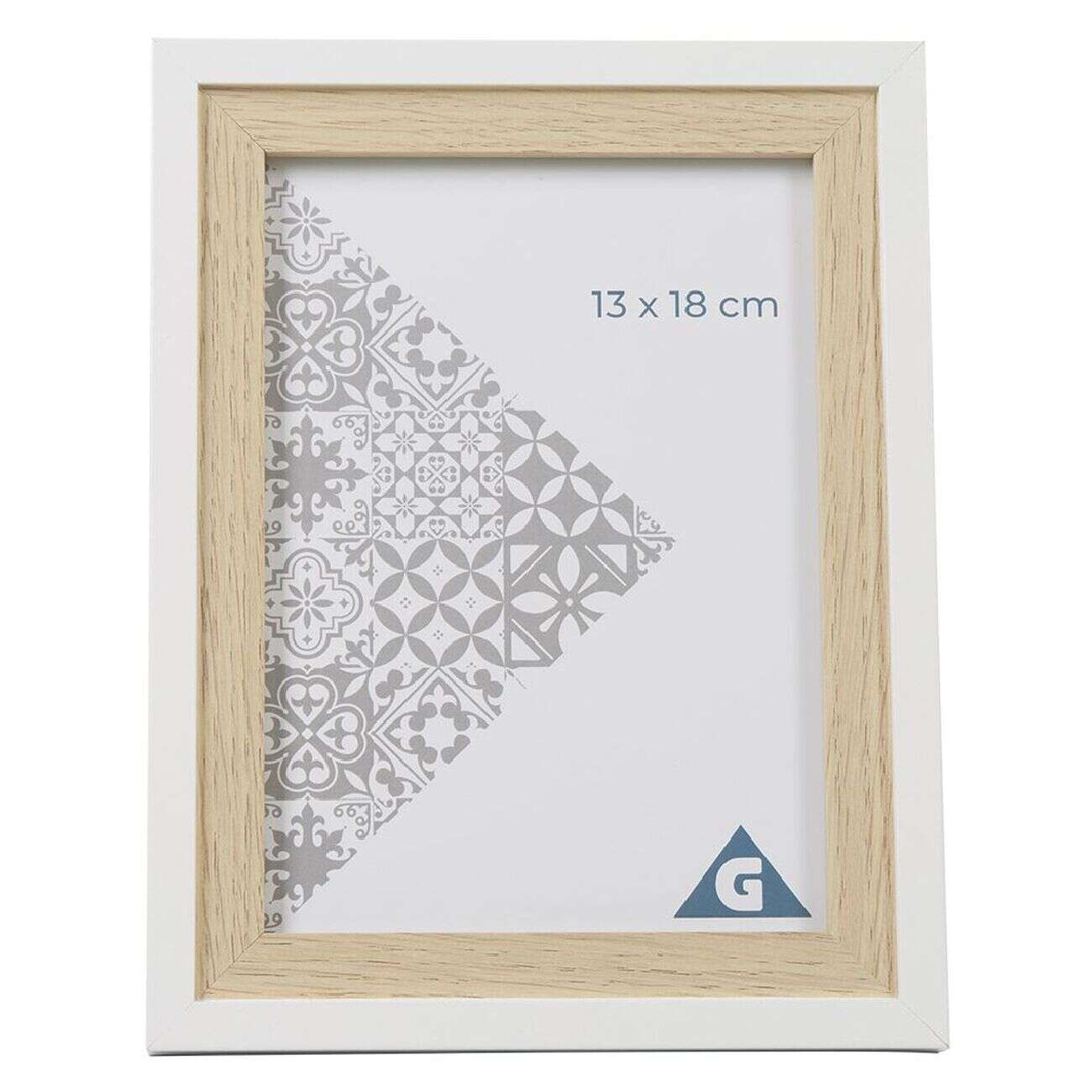 Cadre photo bois naturel et blanc 17x22cm pour photo 13x18cm